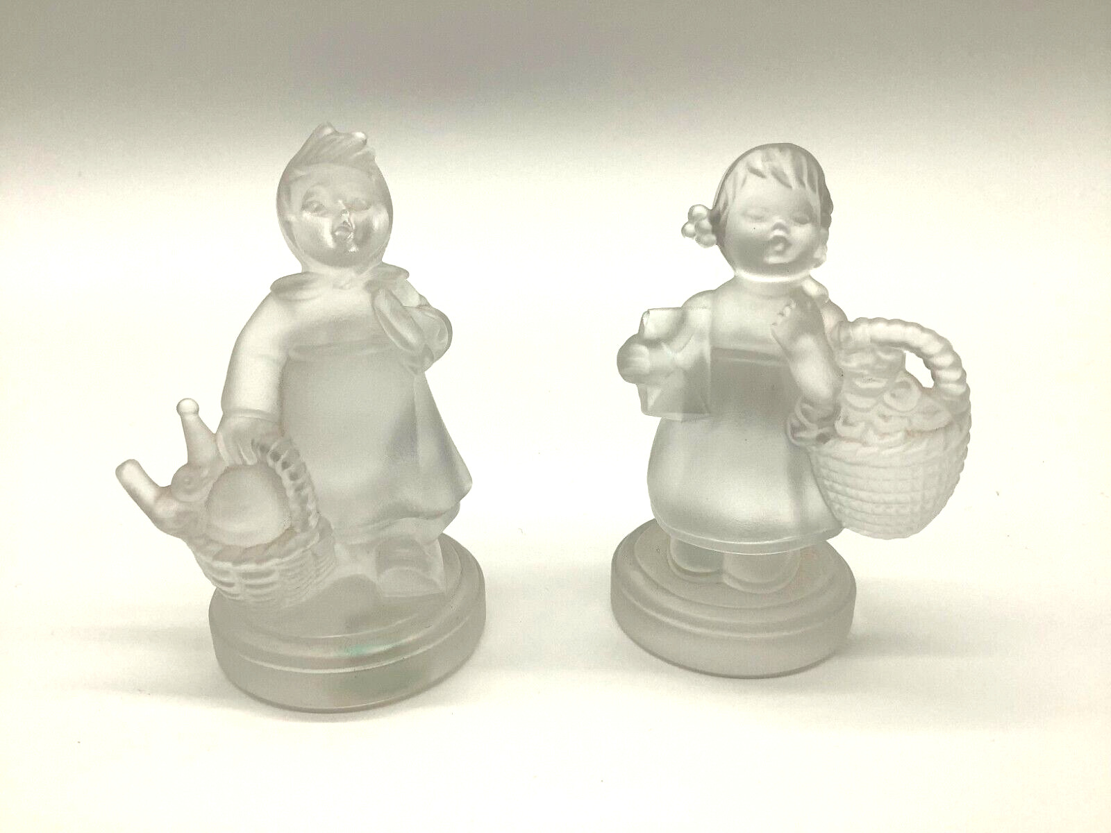 Hummel Goebel Crystal Collection Figurines 1990 Germany - Two Girls With Baskets