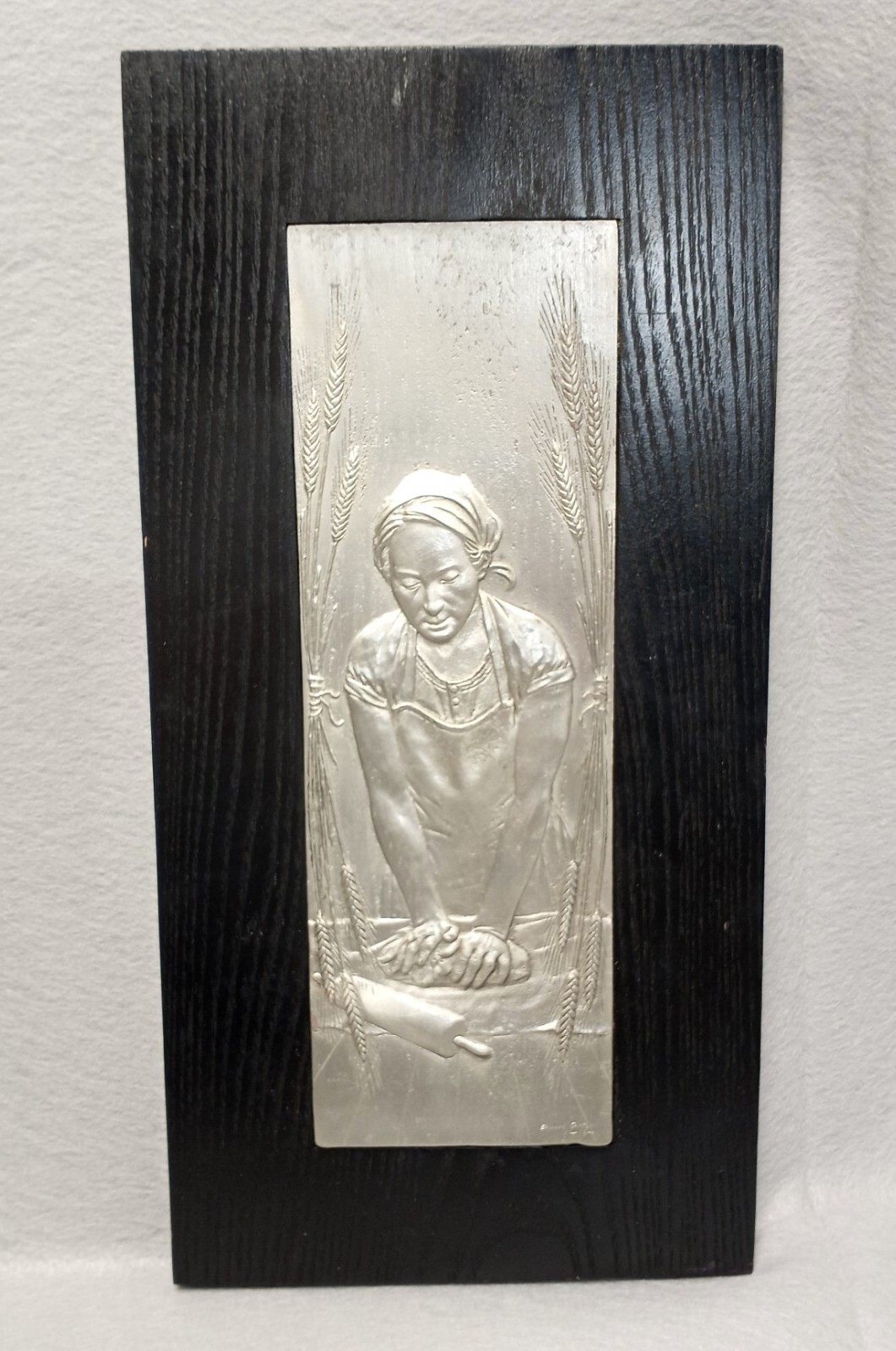 Providing Hands signed Edward Carlton Vtg Relief sculpture women kneading dough