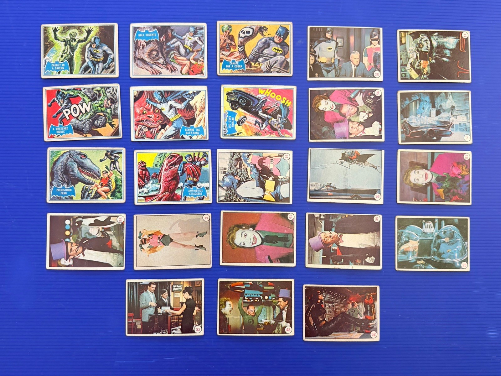 1966 Topps Batman Lot Of 31 Blue Bat, Bat Laffs, & TV Series Cards - Fair, Poor