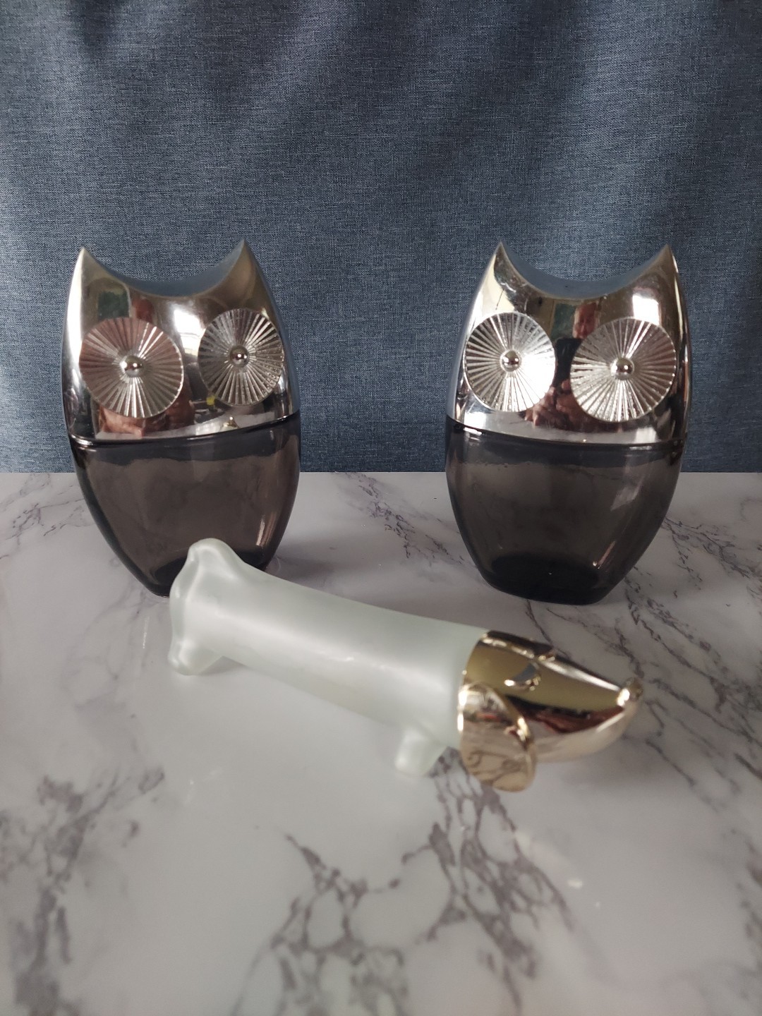 VTG Avon Owl Decanters With Dauchound 