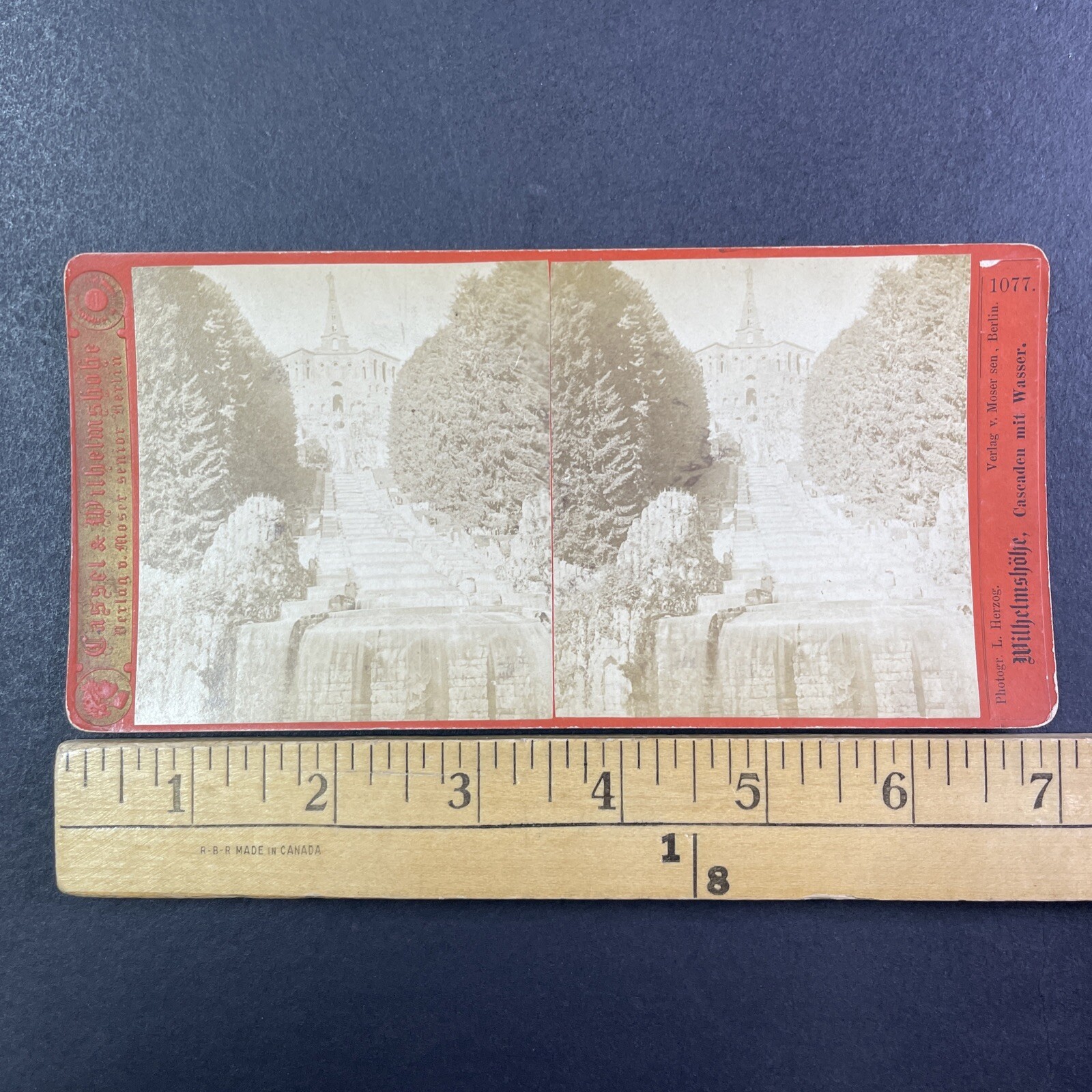 Bergpark Wilhelmshöhe Stereoview L. Herzog Moser sen. 1870s Kassel Germany