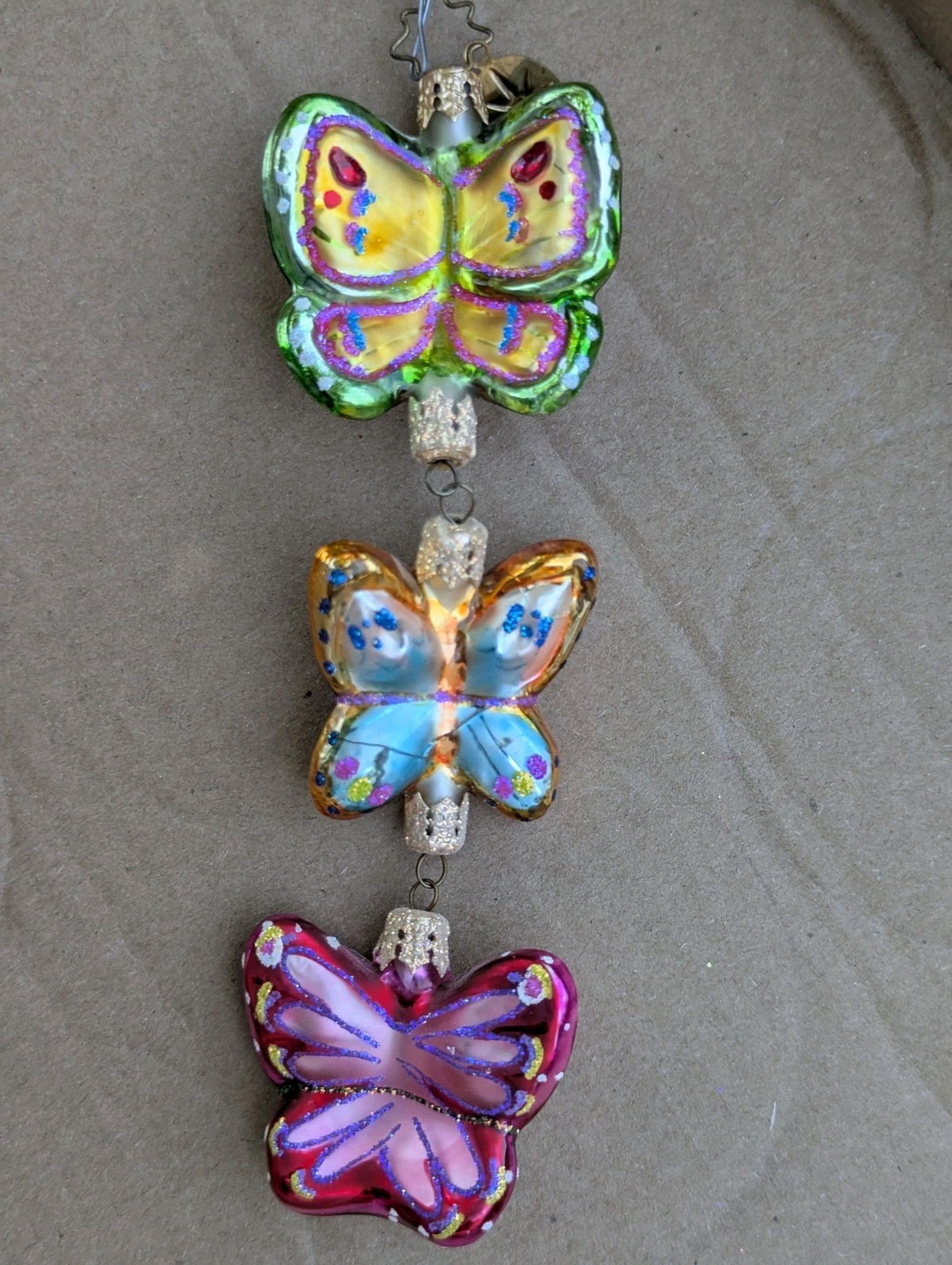 CHRISTOPHER RADKO THREE  BUTTERFLIES  TRIPLE ORNAMENT 8