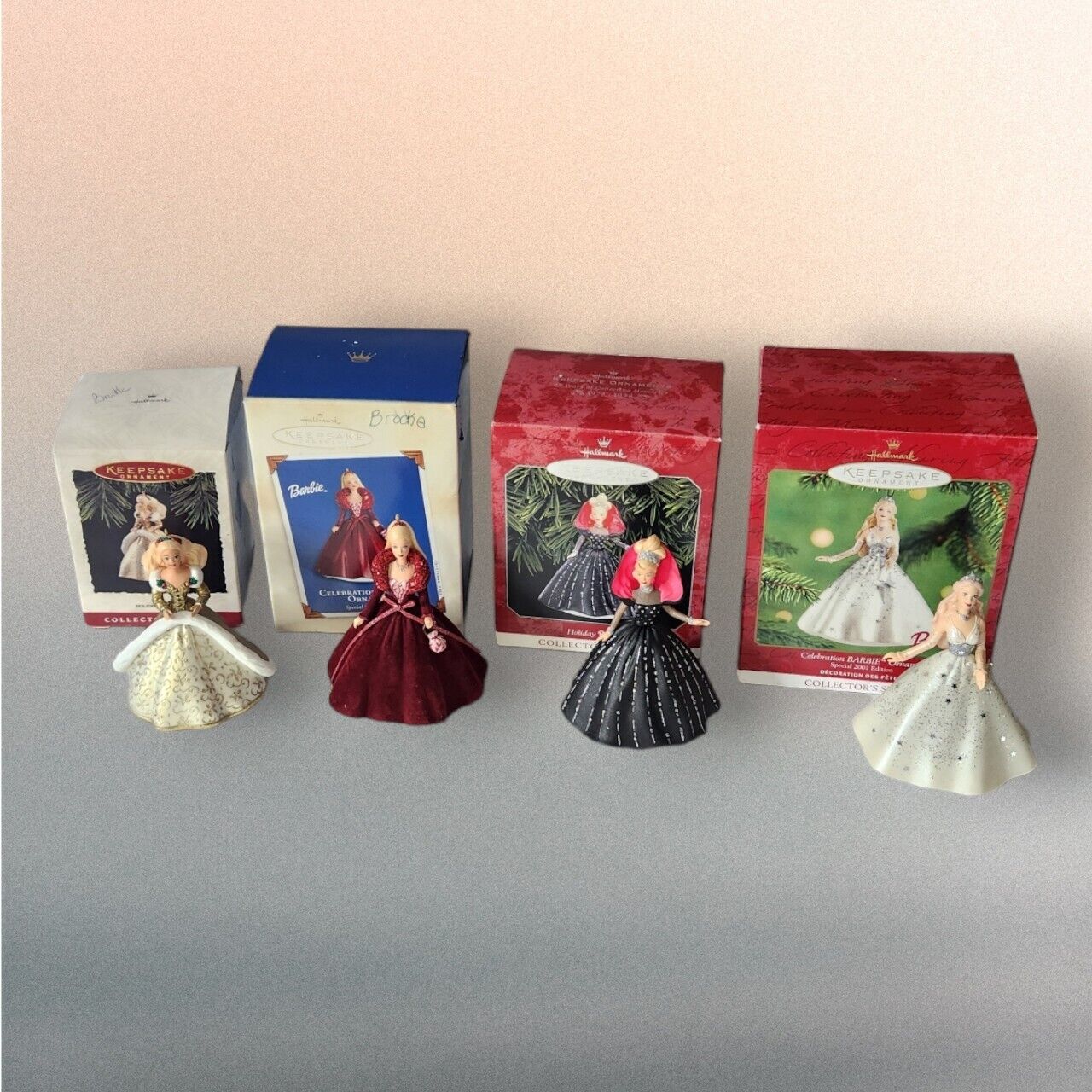 Lot of 4 Hallmark Keepsake Mattel Barbie Christmas Tree Ornaments 