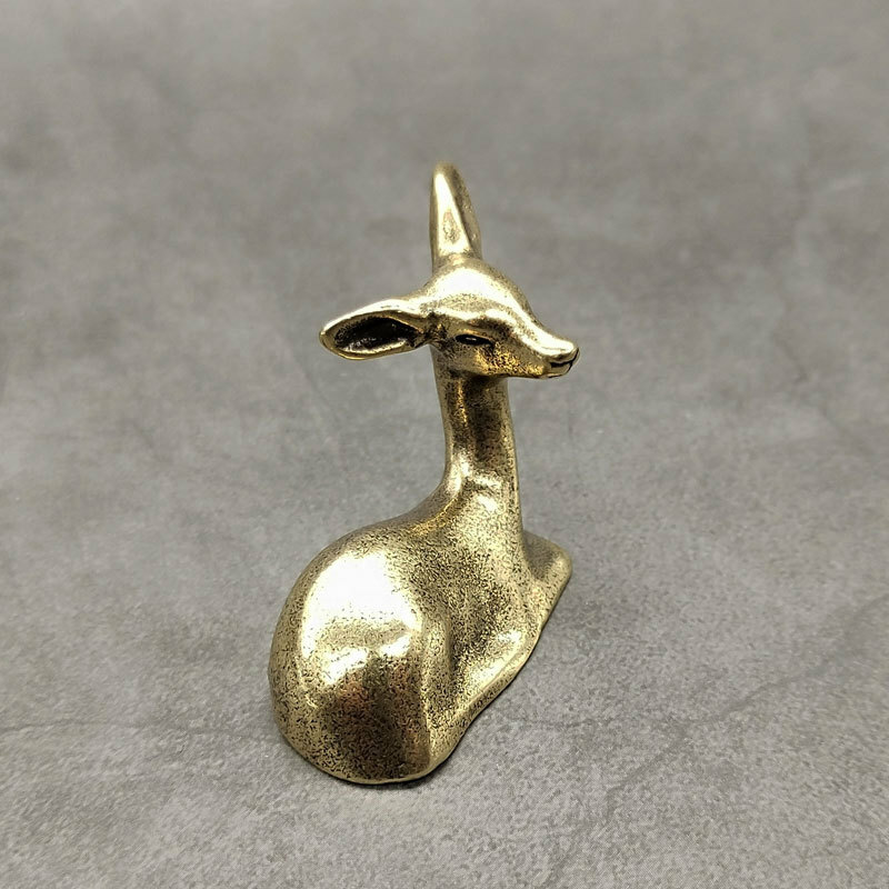 Brass Solid Deer Figurines Statue Home Ornaments Animal Figurines Gift New