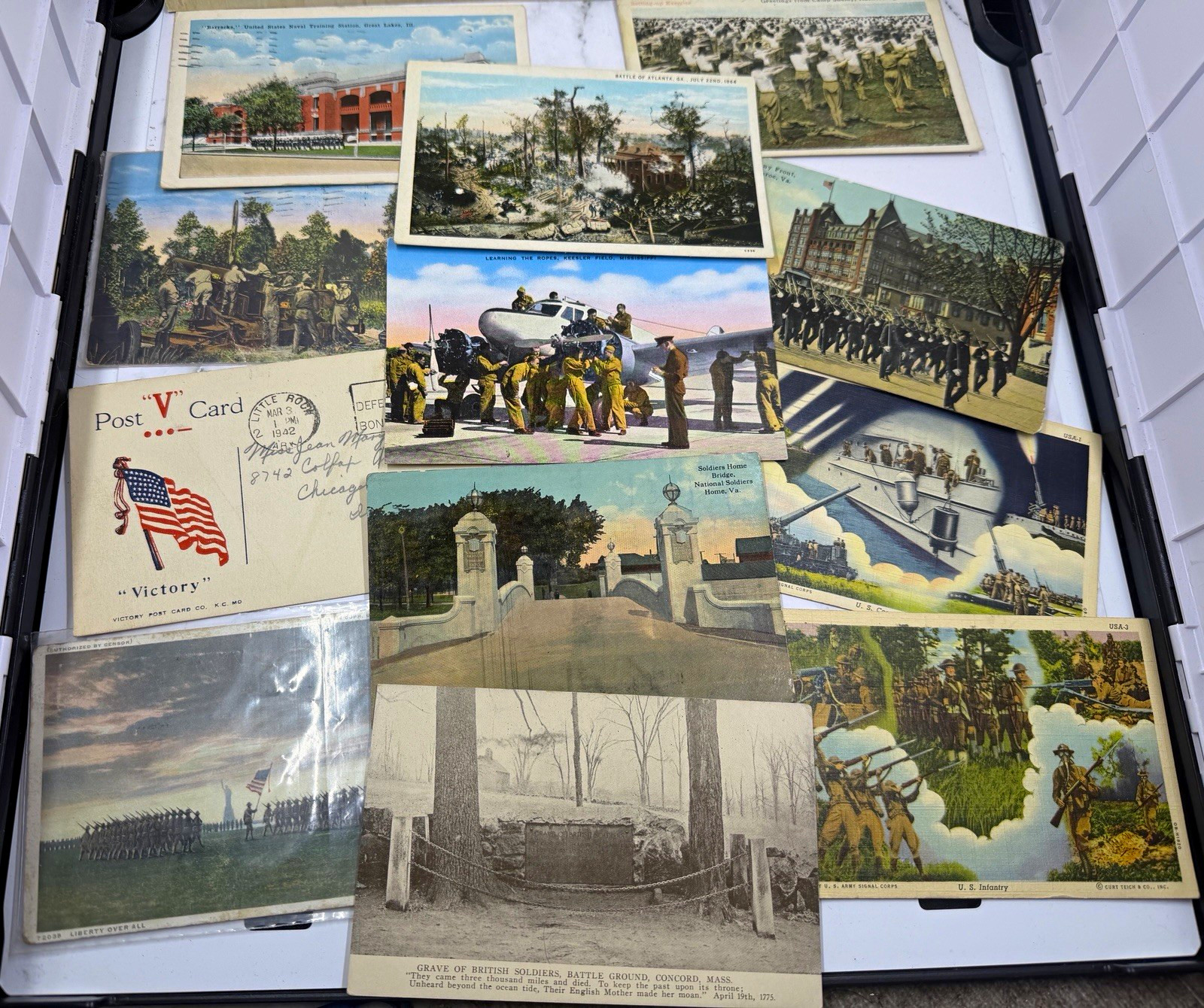 Vintage WWI & WWII US Military Postcard Lot 1918 1941 Camp Grant McCoy Ft Monroe