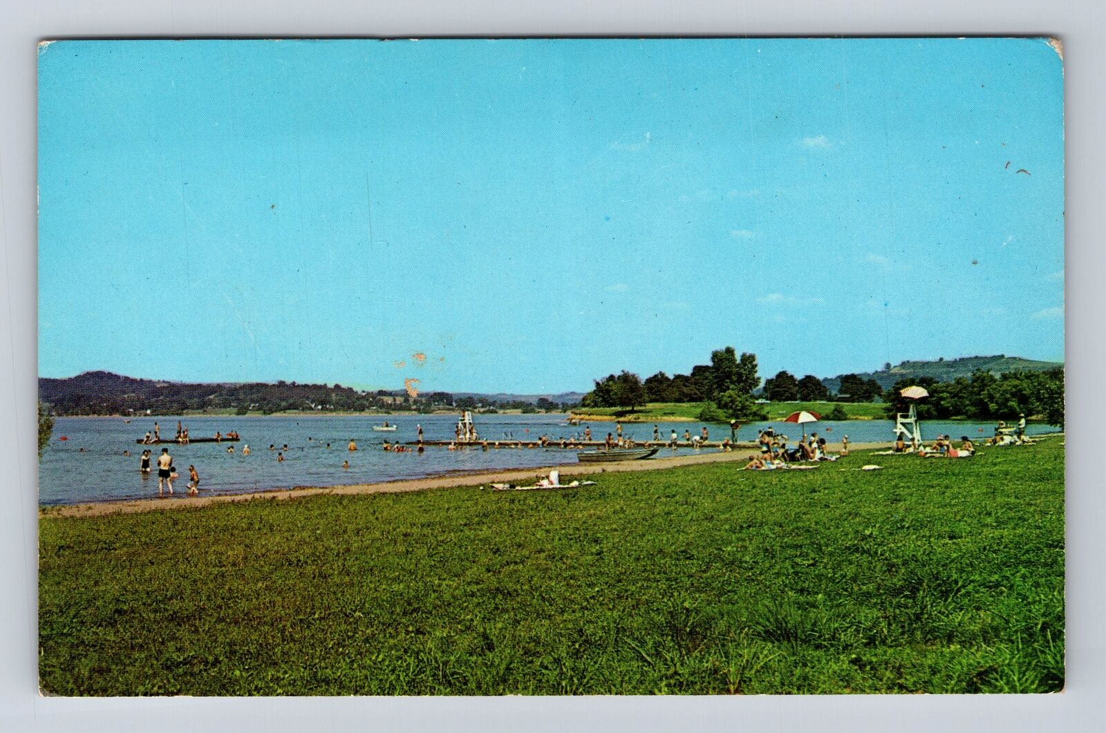 Senecaville OH-Ohio, Bathing Beach, Seneca Lake, Antique Vintage Postcard