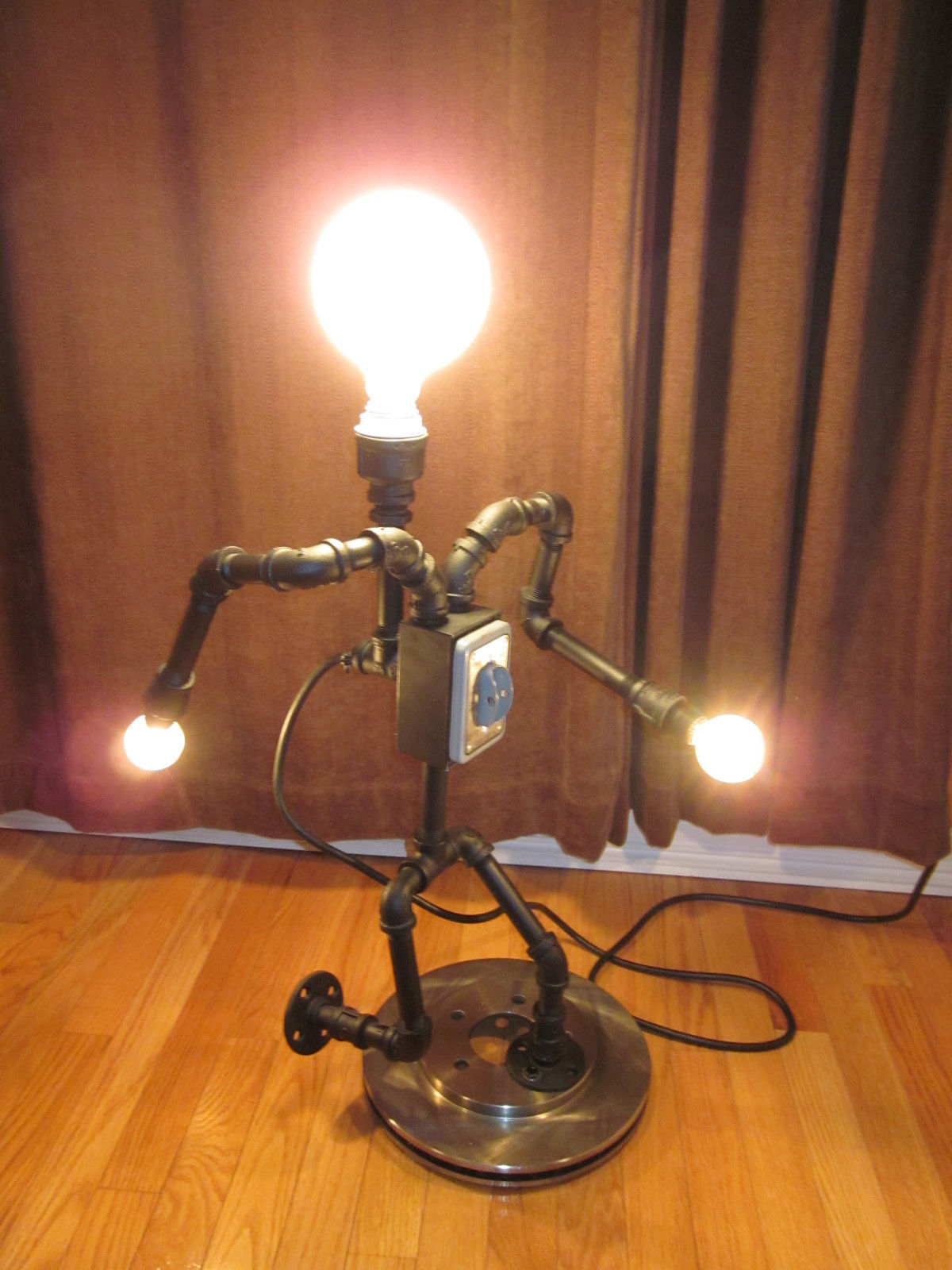 Steampunk Table Desk Floor Lamp Industrial Art Running Robot Machine Android Man