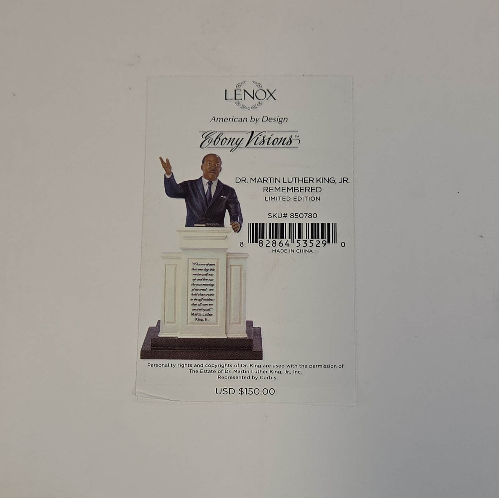 Lenox Dr Martin Luther King Ebony Visions Figurine Rare NIB NEW Limited Edition