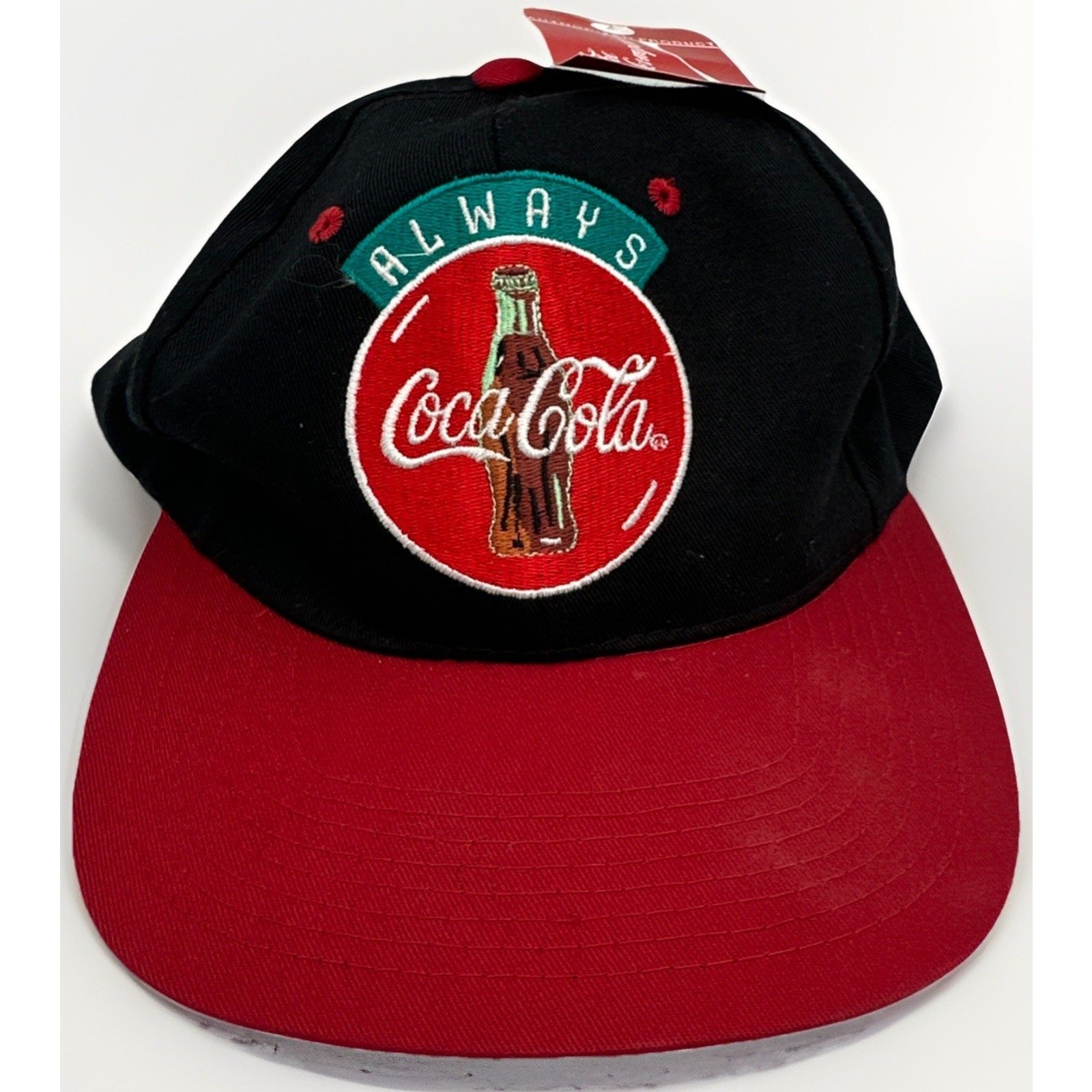 VTG Coca Cola Hat Ball Cap Mens Snapback Adjustable Made In USA Black Red {II}