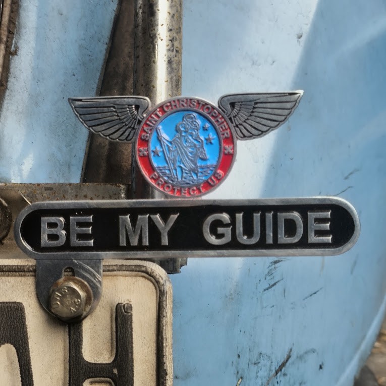 Vintage St. Christopher Be My Guide Badge Emblem Medal Wings alloy License Plate
