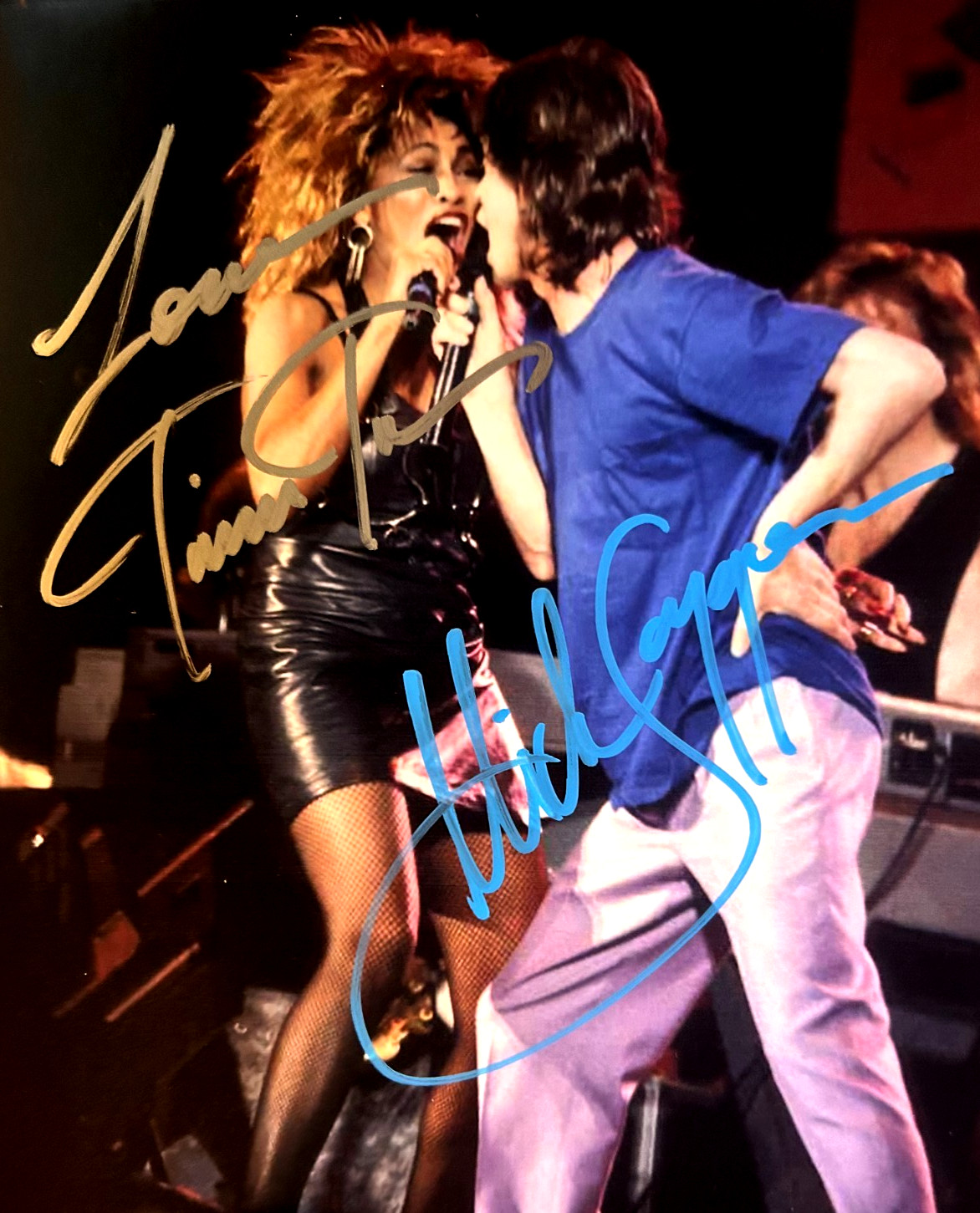 Mick Jagger & Tina Turner Signed 8x10\