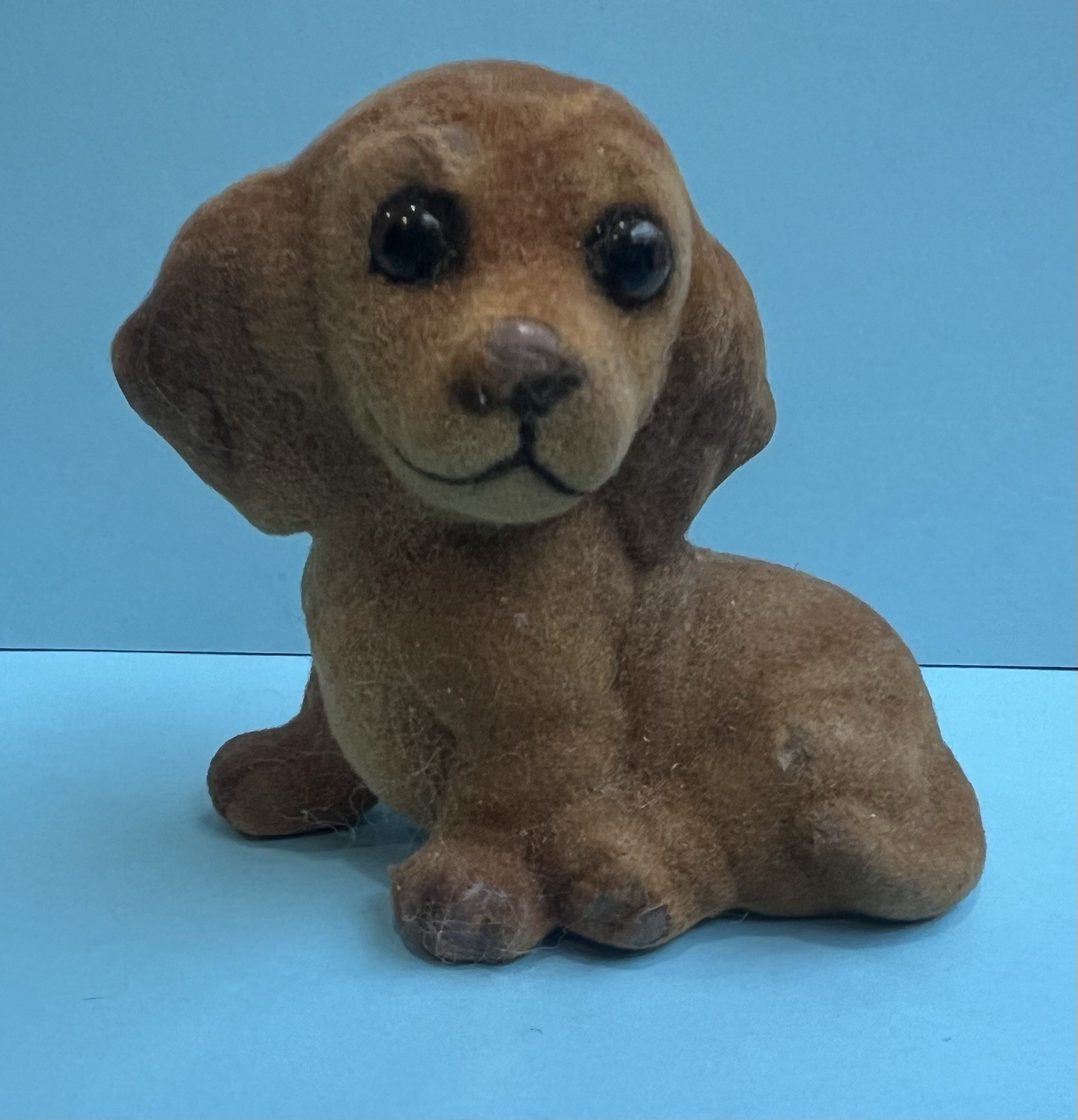 Rare Retro Vintage Flocked Dachshund Dog Figurine 3\