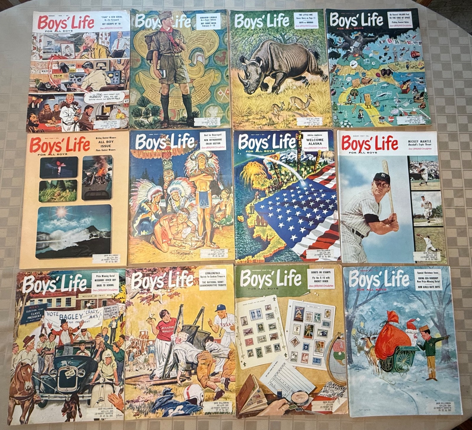 Vintage Boys\' Life Magazine Lot – 1959 Complete - Boy Scouts BSA Scouting