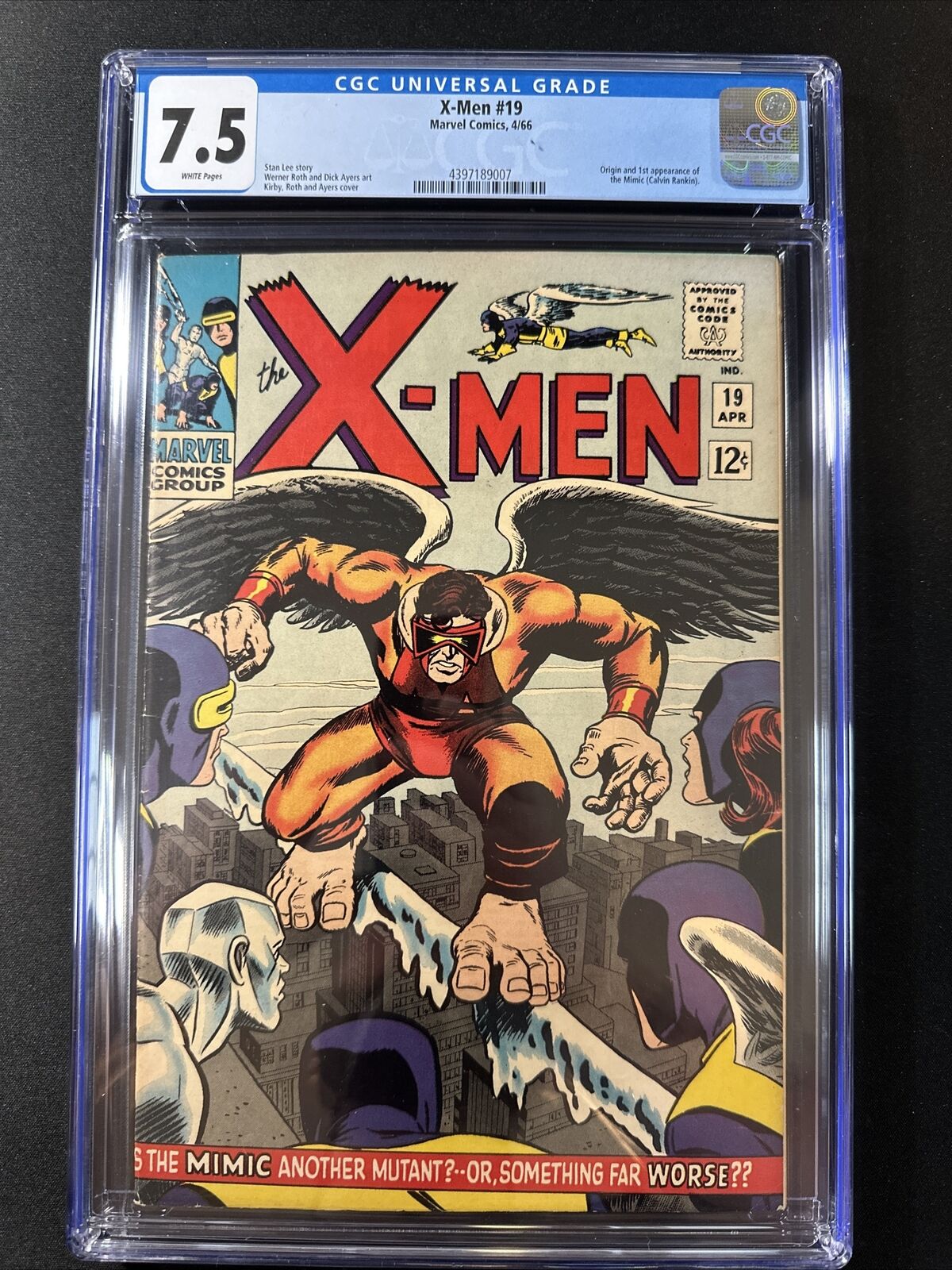 X-Men #19 CGC 7.5 WHITE Pages Vintage Old Silver Age Marvel Comics 1966