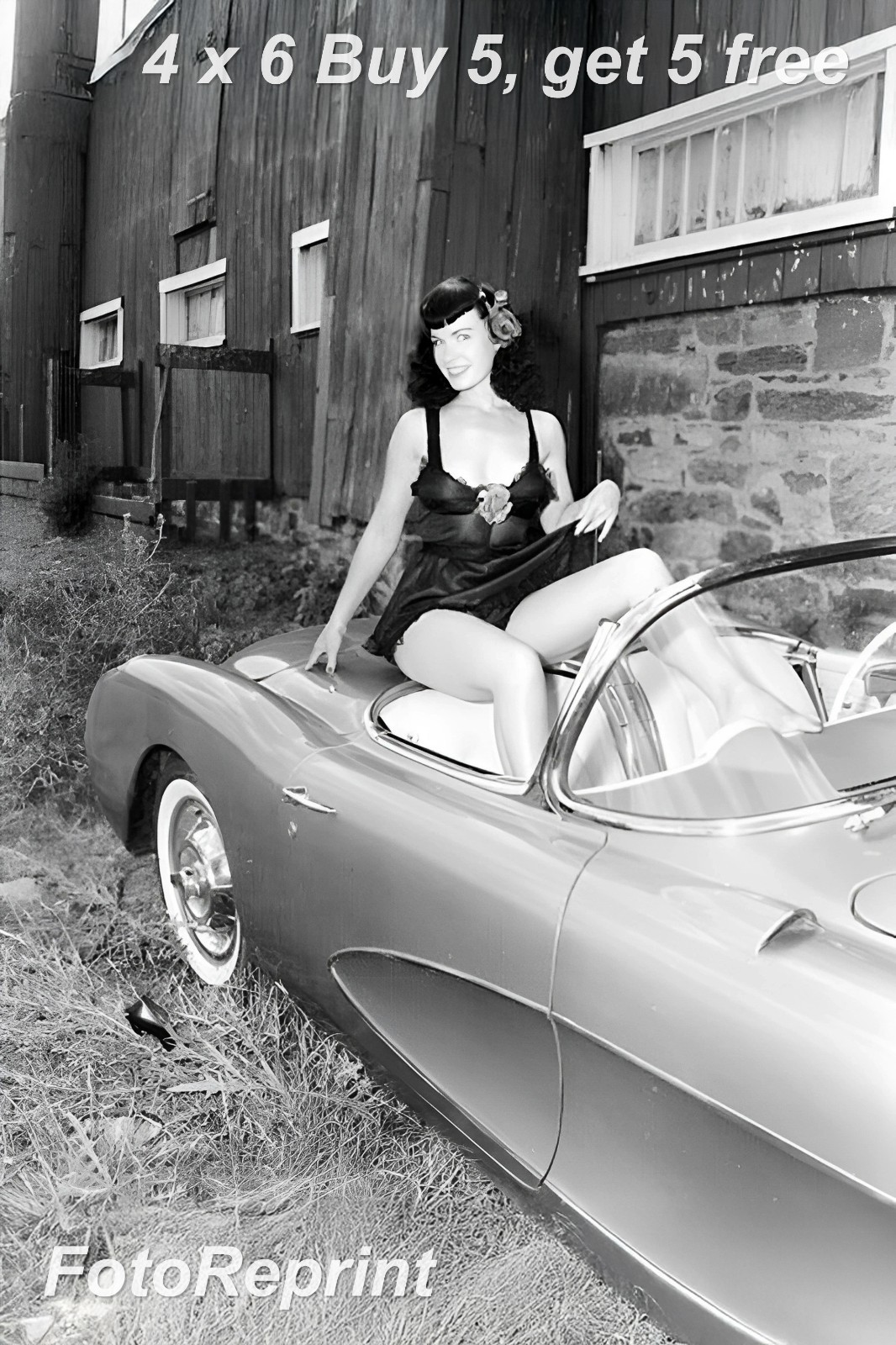 BETTIE PAGE 4x6 Photo 1950s Glamour Model Classic Hollywood Portrait Photo Print
