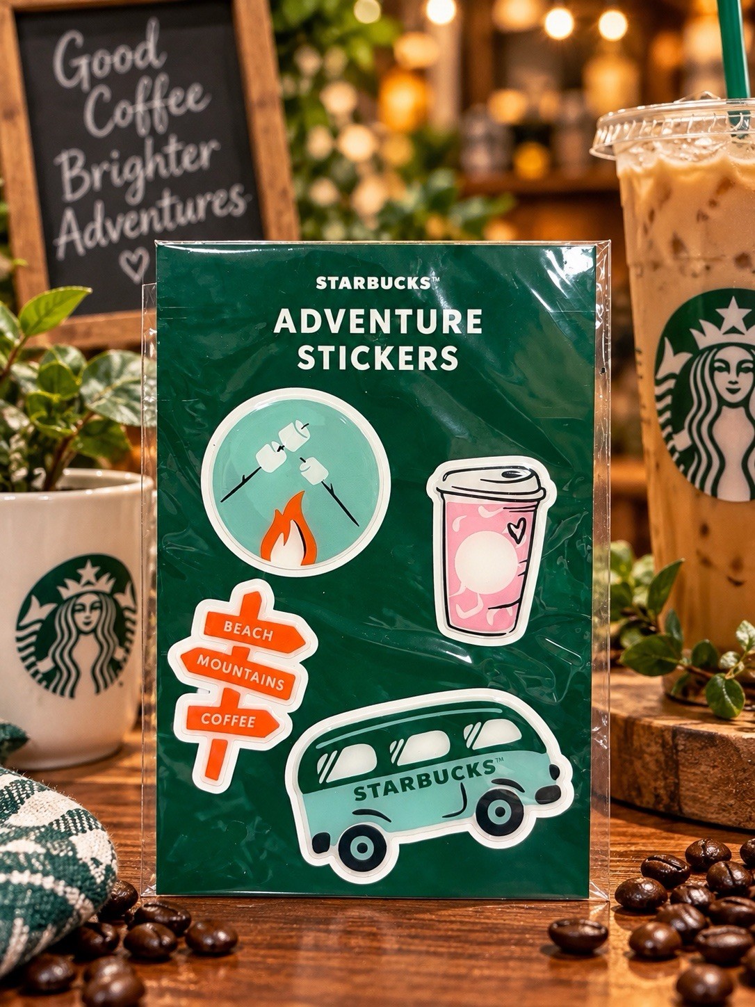 Starbucks Adventure Stickers Pack NWT Sealed Camping Coffee Camper Van