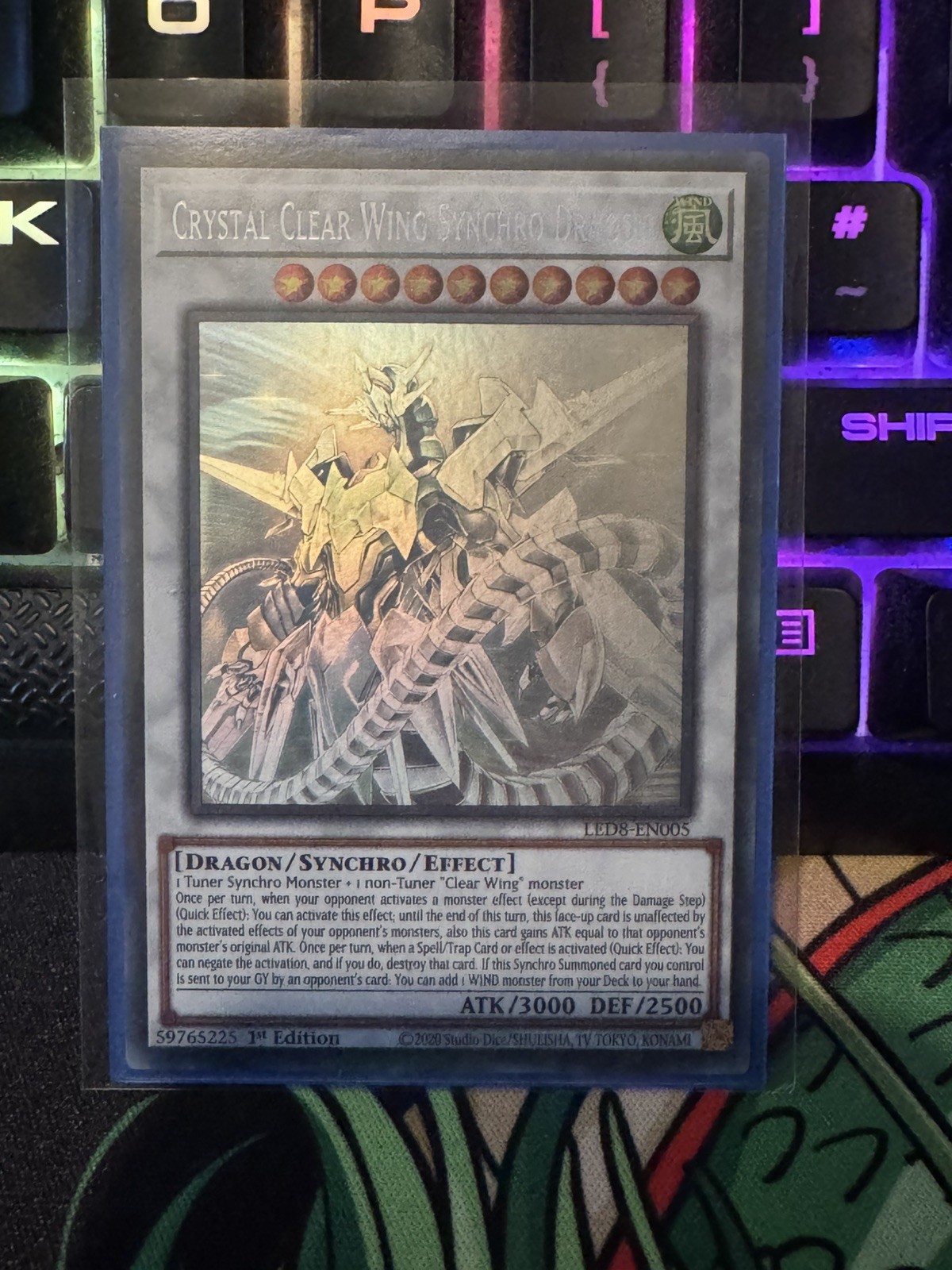  LED8-EN005 - Ghost Rare Crystal Clear Wing Synchro Dragon -Yugioh TCG.