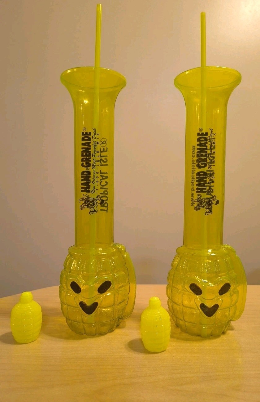 TWO New Orleans Hand Grenade Drink Tubes with straws/grenades
