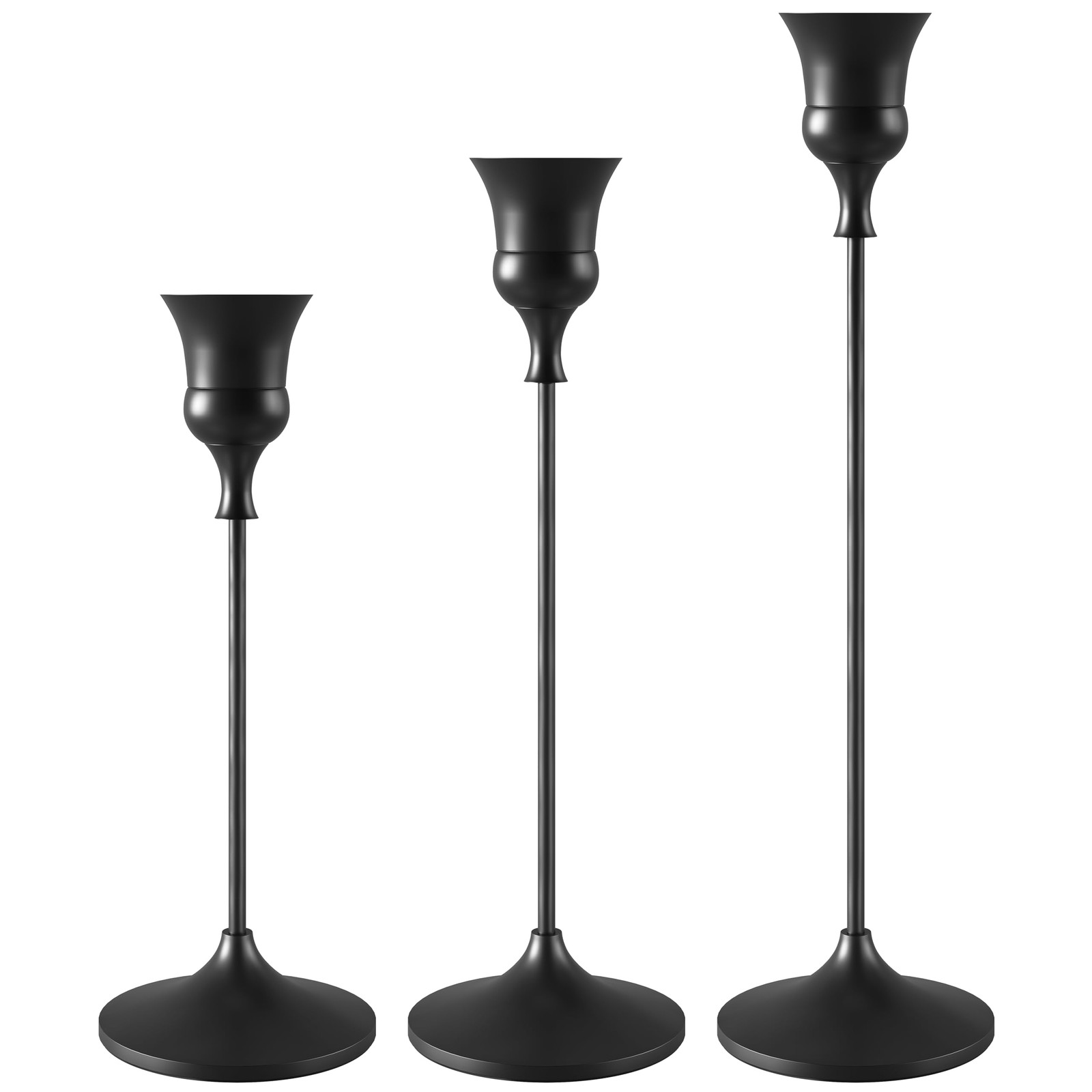 Showin Candlestick Holders Black, 3 Packs Taper Candle 1 set (3 pcs), Black Showin Candlestick Holders Black, 3 Packs Taper Candle 1 set (3 pcs), Black