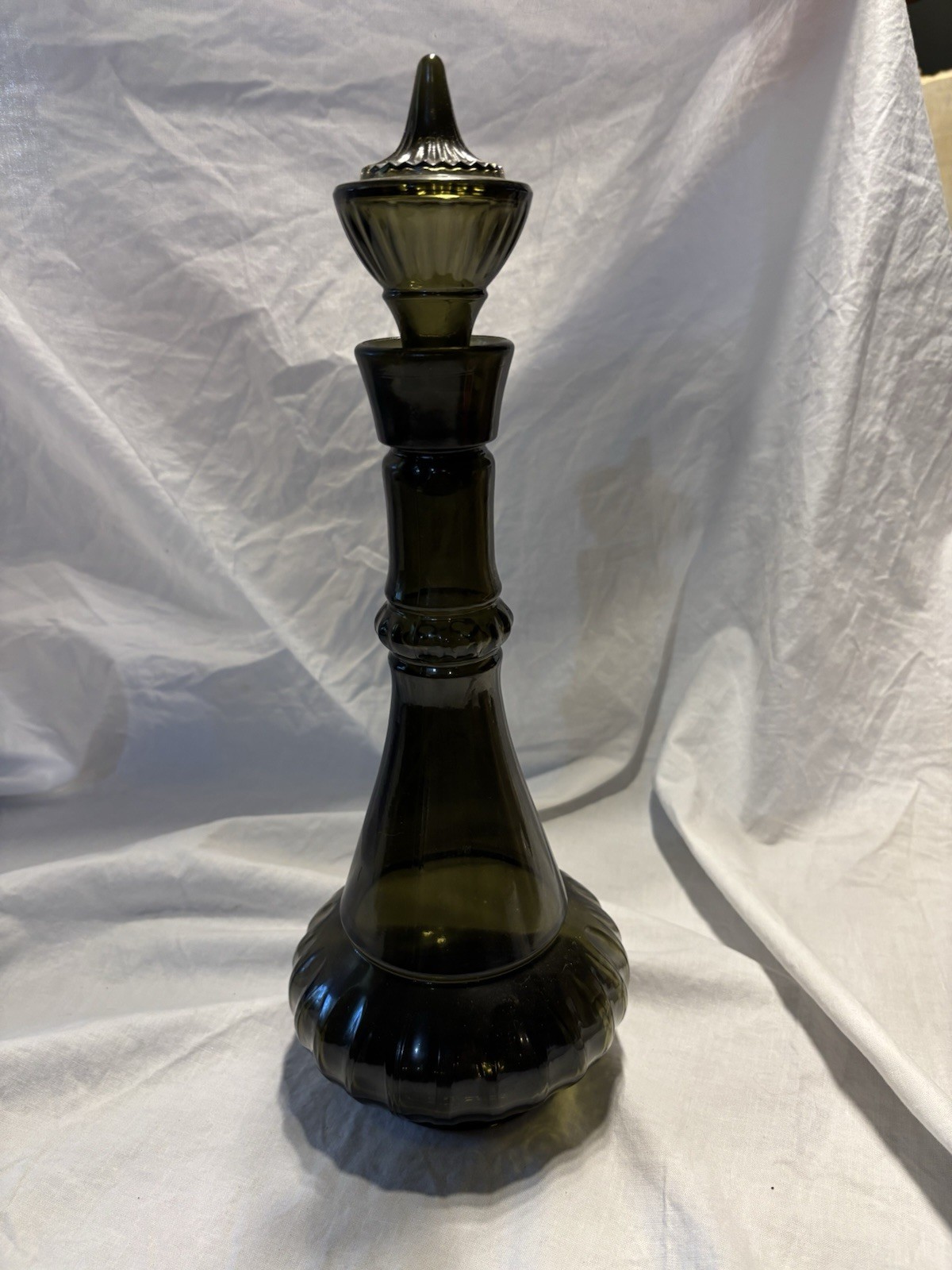 Vtg Jim Beam I Dream of Jeannie Genie Bottle 1964 Smoke Green Glass Decanter