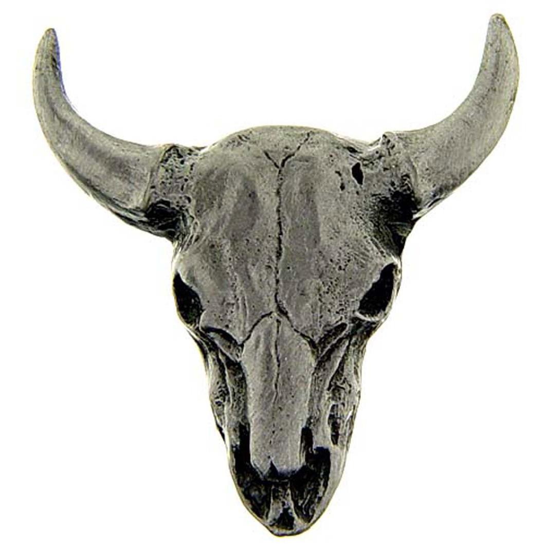 Steer Skull Pin Pewter 1