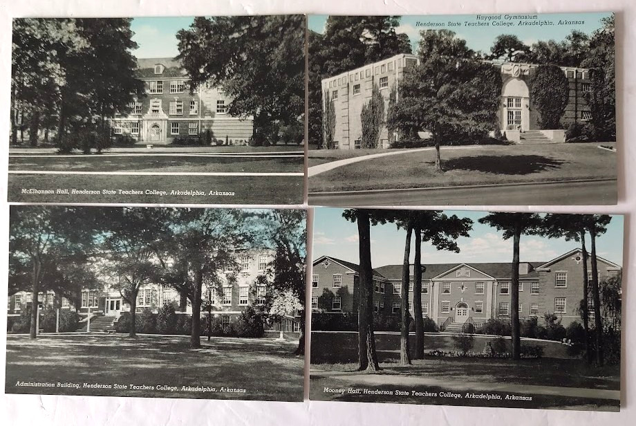 4 VTG 1943 ARKADELPHIA AR POSTCARD Views HENDERSON STATE TEACHERS COLLEGE * Mint