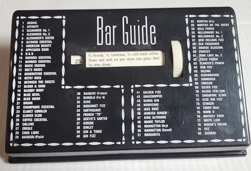 MCM Tabletop Rolodex Bar Guide 1950/60s Bar Aid Bartender Cocktail Guide Recipe