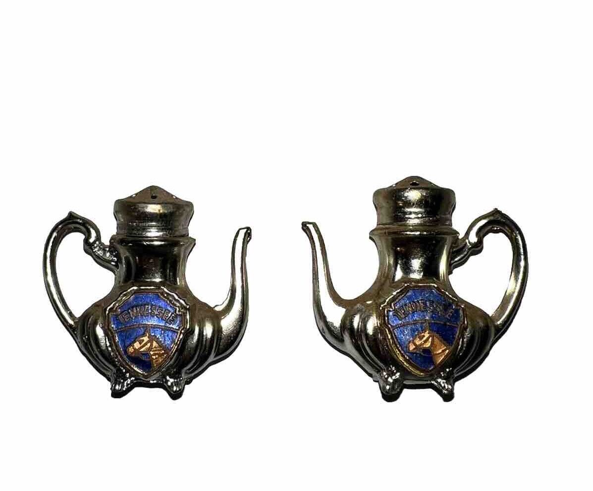 TENNESSEE Salt and Pepper Shakers Souvenir Silver Teapot set of 2