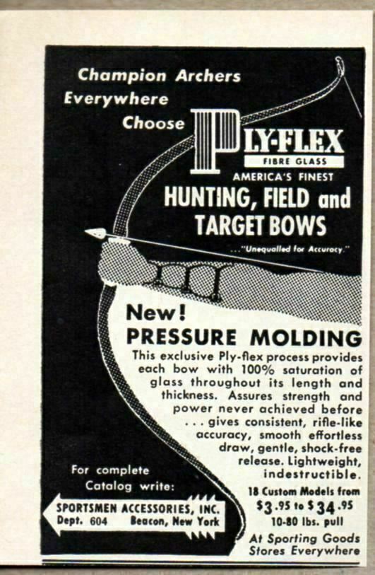 1957 Print Ad Ply-Flex Fibre Glass Hunting,Field,Target Bows Beacon,NY