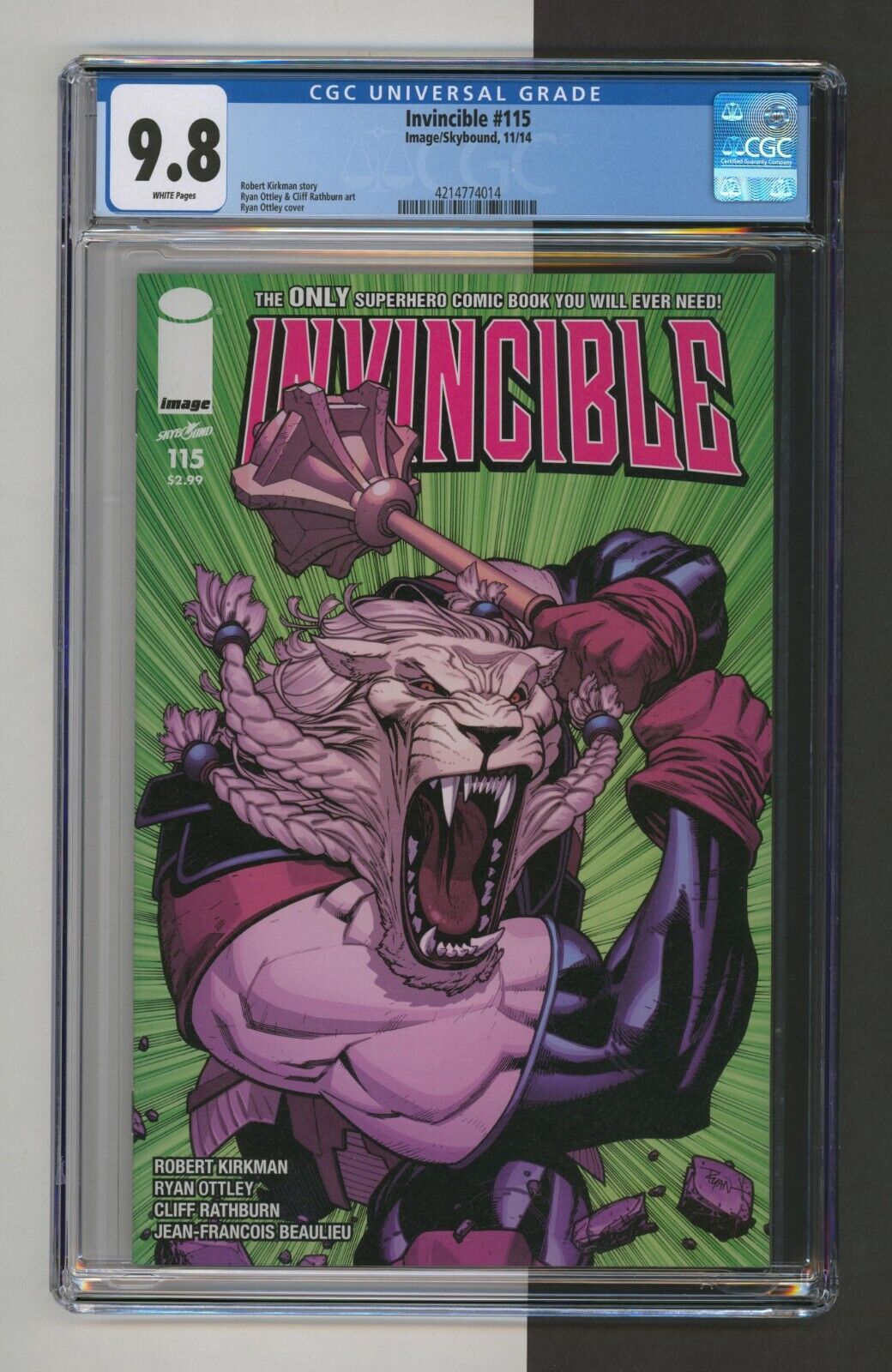 Invincible #115, CGC 9.8 Ryan Ottley Iconic Battle Beast cover Low Print Run