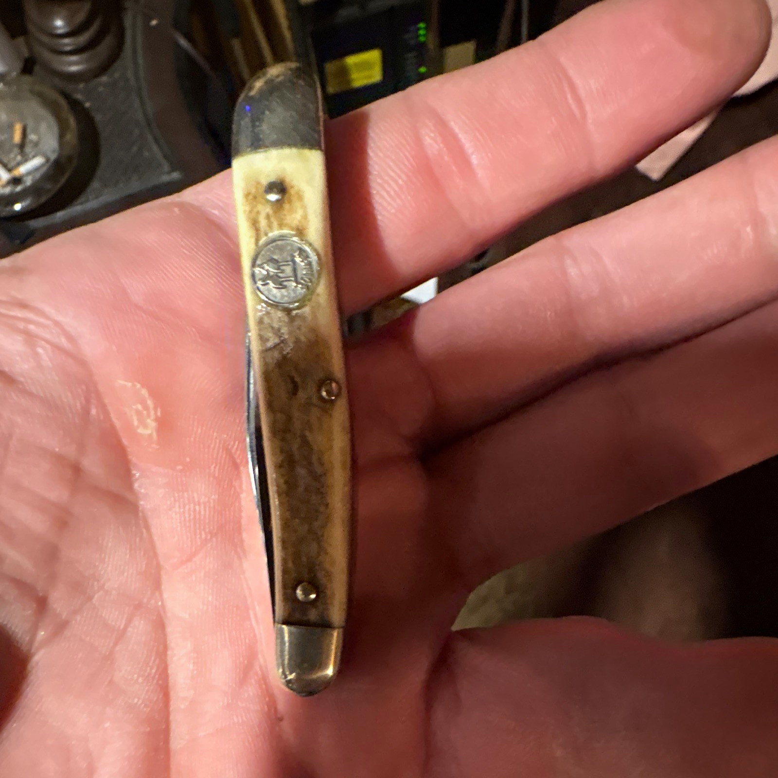 Kissing crane  3-Blade Bone Handle Slipjoint # 3613S Clip Point l