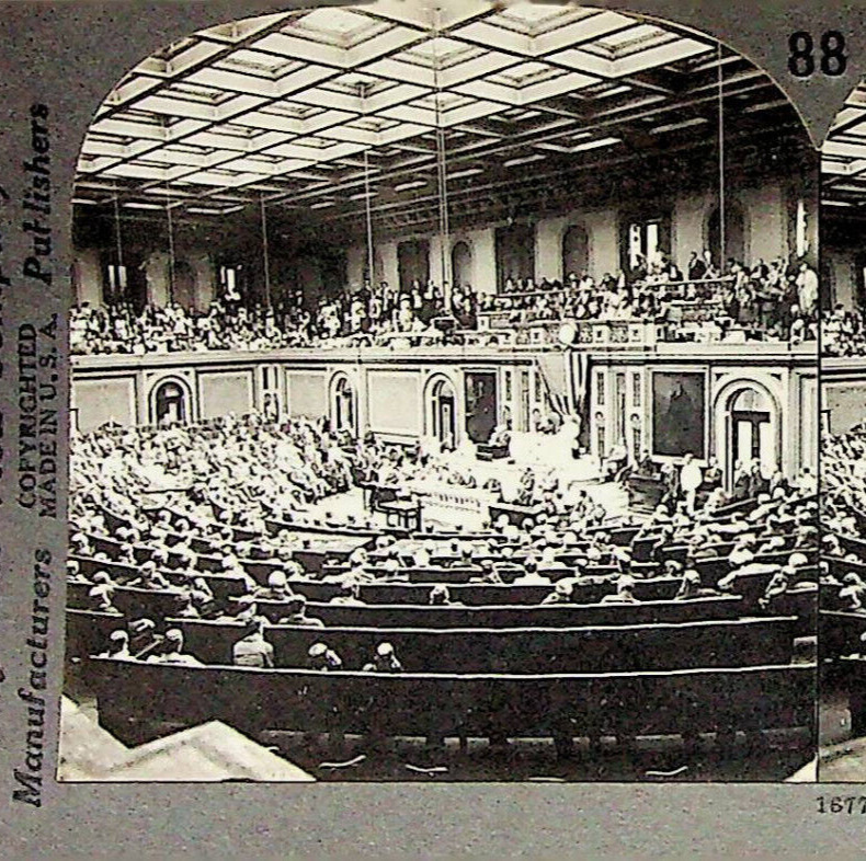 Woodrow Wilson Congress Washington DC Photograph Keystone Stereoview Card