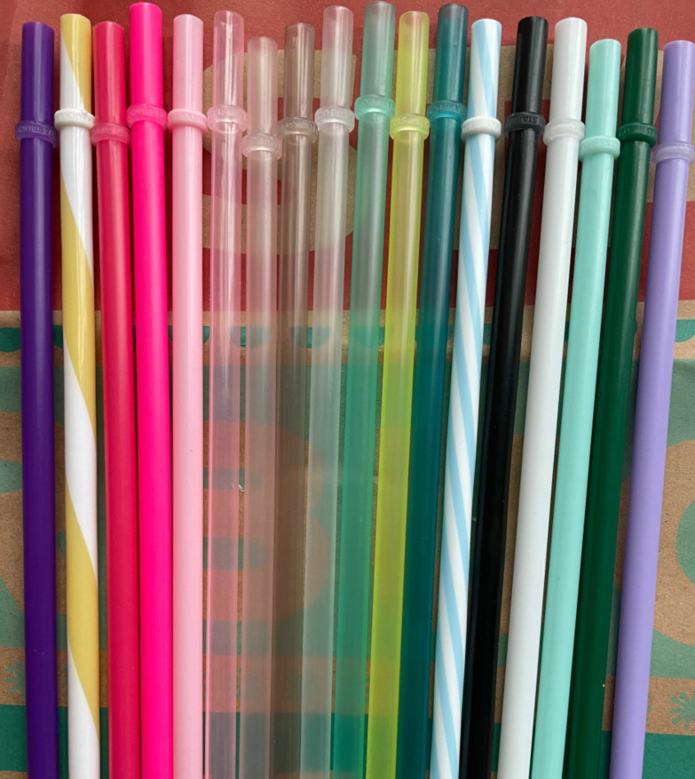  3PCS Reusable Plastic Straws Venti Tumbler Suction Pipes Random Color