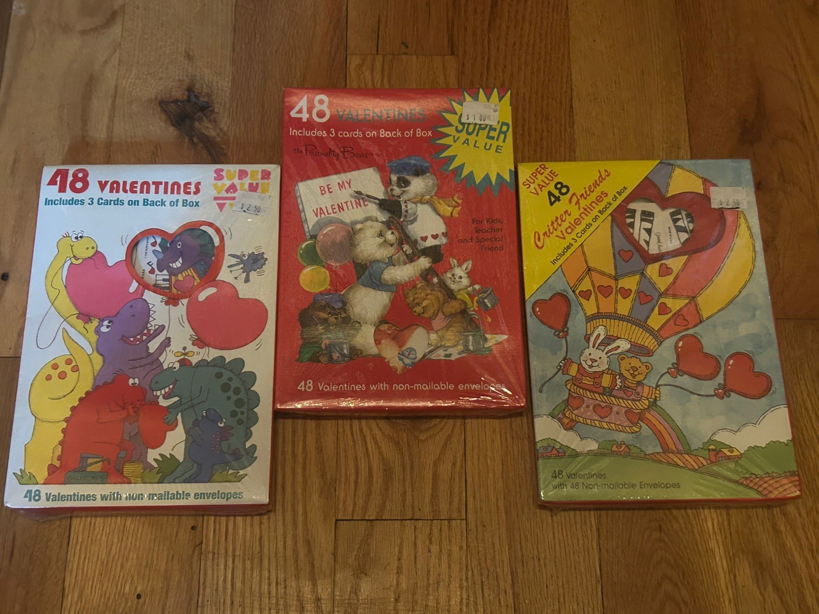 3 BOXES of Vintage THE PERSONALITY BEARS Valentines Day Cards - 48 Cards Each