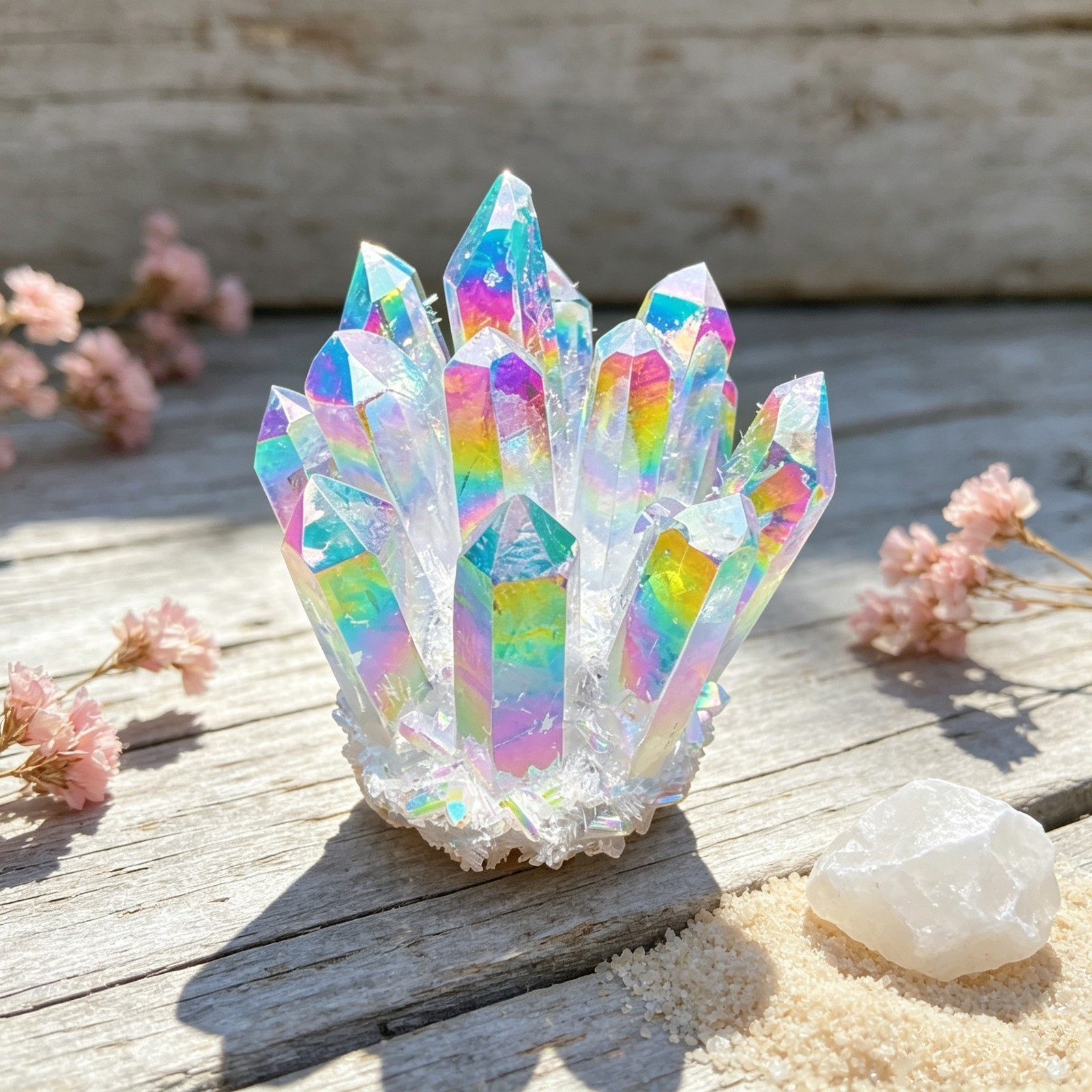 200g+ Raw Rainbow Angel Aura Cluster Titanium Geode Quartz Crystal Specimens Dec