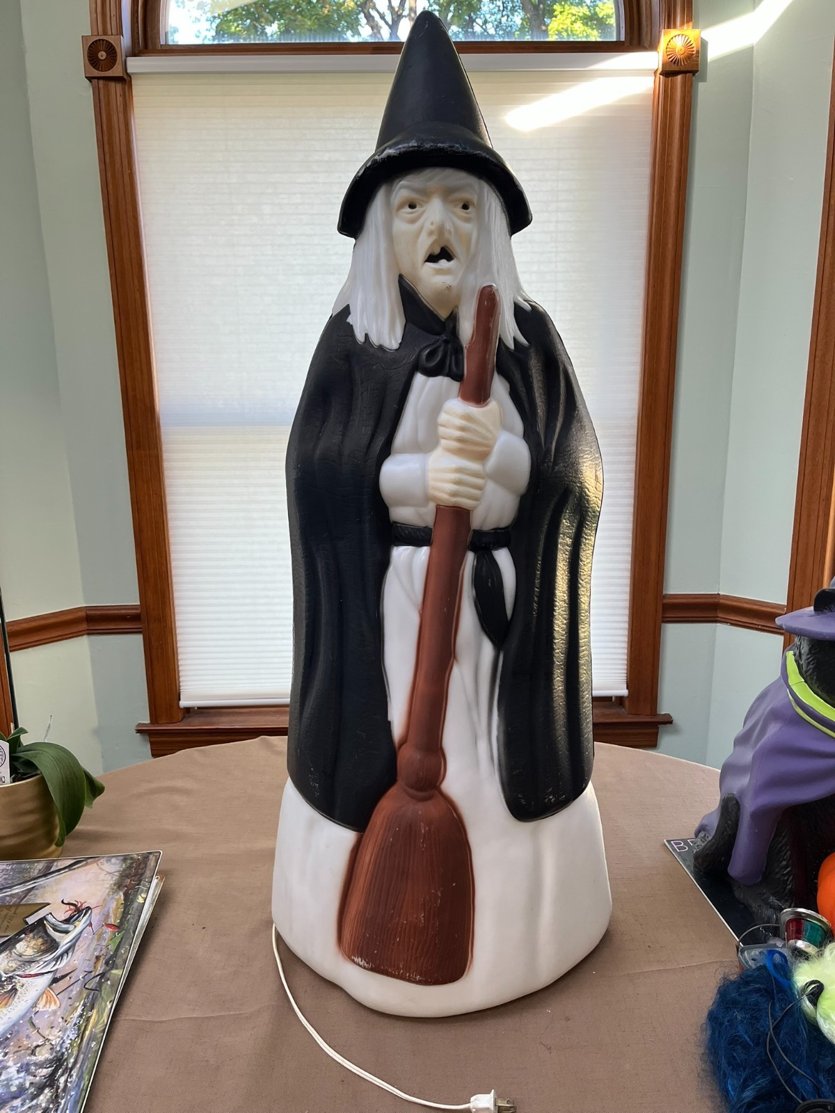 VINTAGE EMPIRE LIGHTED WICKED WITCH WITH BROOM BLOWMOLD WITH CORD 39\