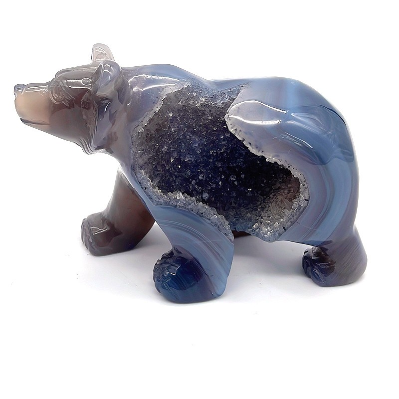 4.2\'\' Natural Agate Crystal Carved Agate Geode Bear Sculpture ,Home Decoration