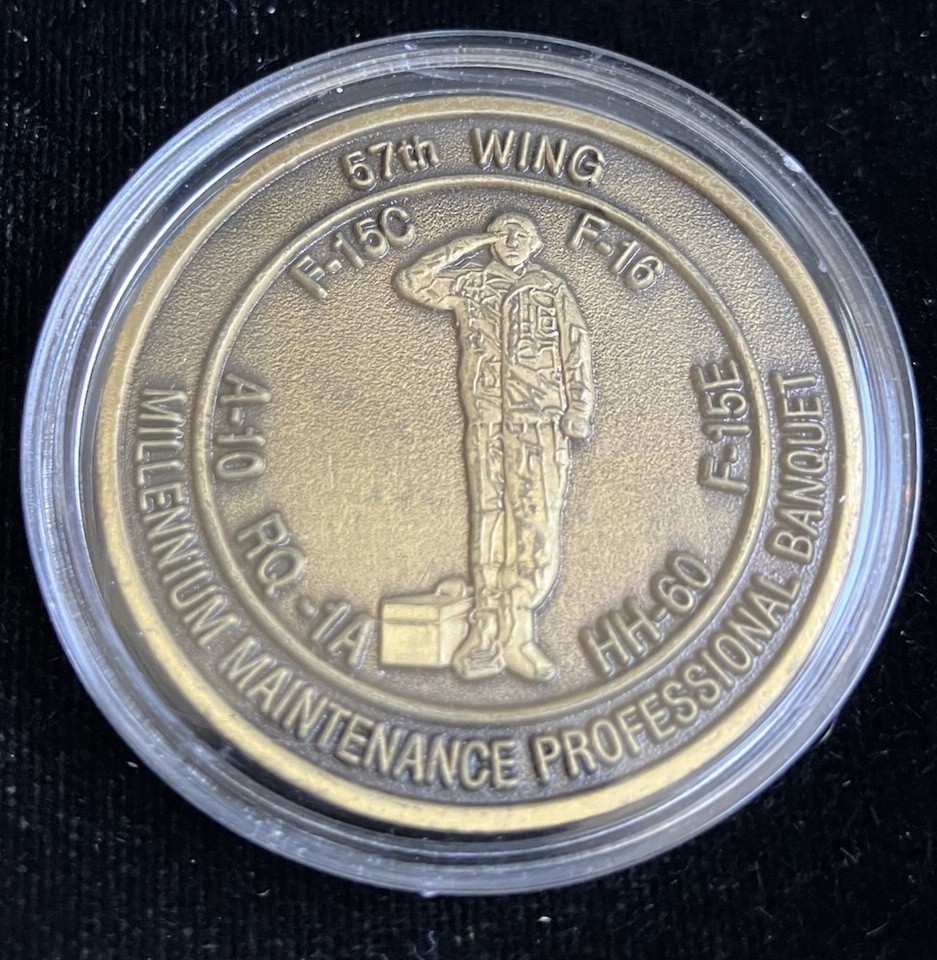 Millennium 2000 Maintenance Banquet USAF Nellis AFB 57th Wing Challenge Coin
