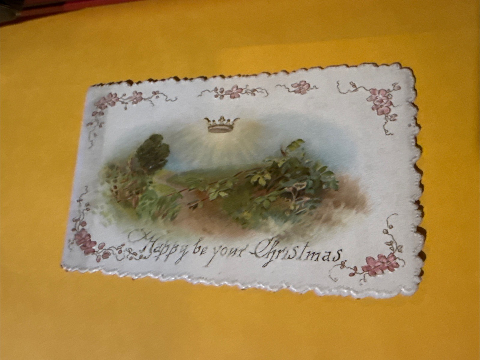 Victorian Christmas Card Merry Be Your Christmas With Crown