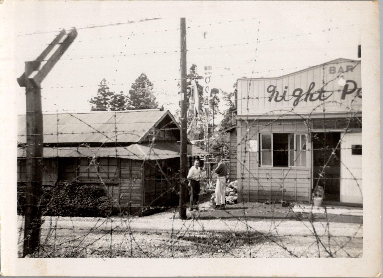 Postwar East Asia GI Bar Street Scene Photo 1950s Barbed Wire Japan Korea