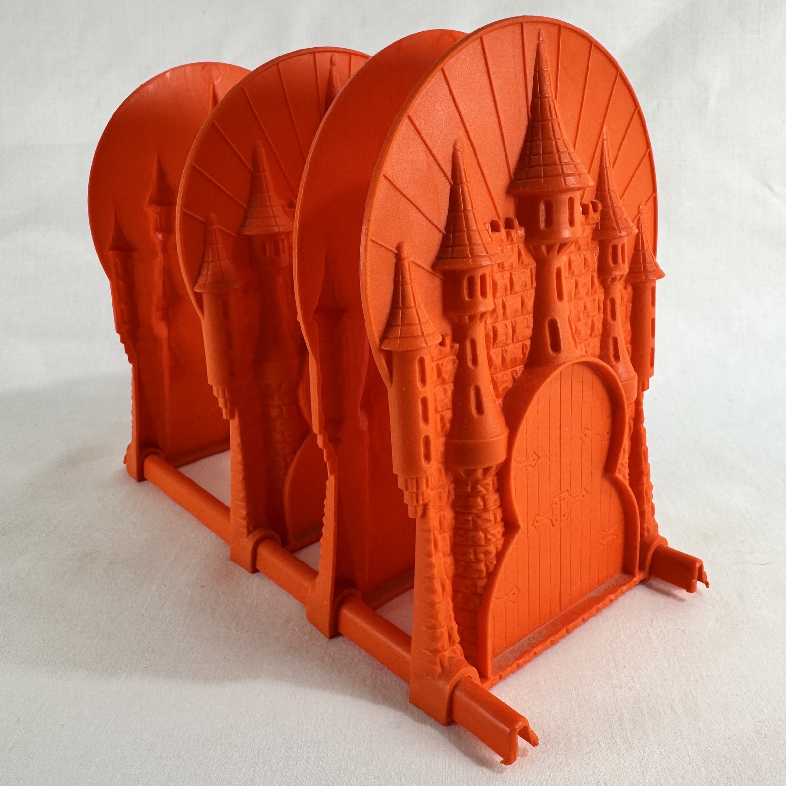 Vintage Disney Castle Letter Organizer Xerox 1977 Orange Plastic Fairy Tale Rack