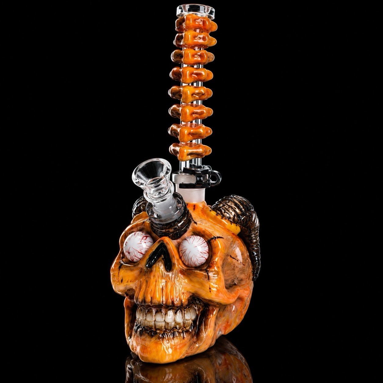 10 Inch Phoenix Star Glass Spine Skull Waterpipe Halloween *USA*