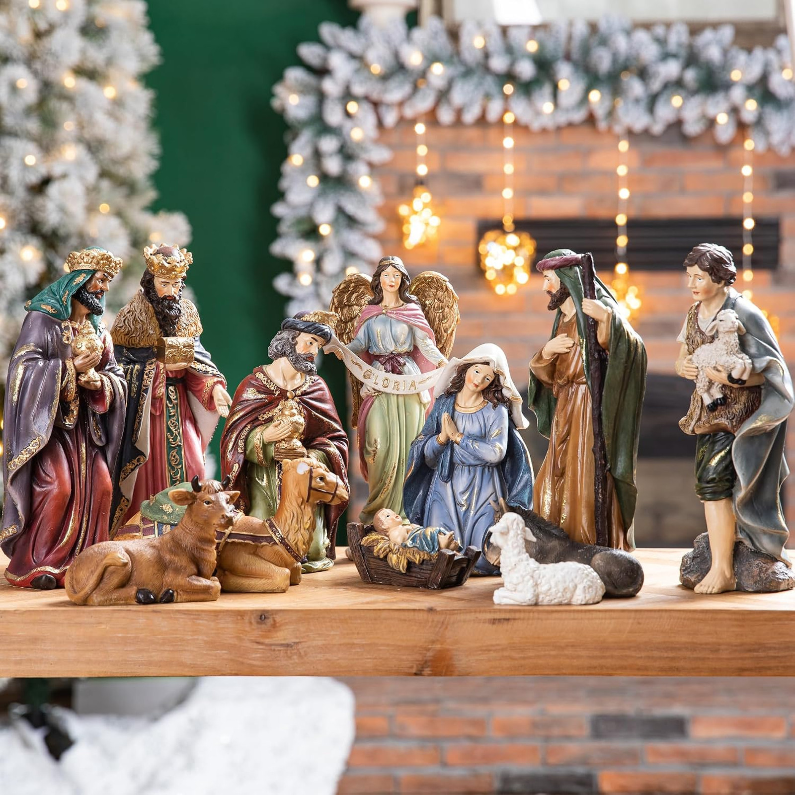 12Pcs Resin Nativity Figurine Set for Christmas Indoor Xmas Natvity Scene Sets