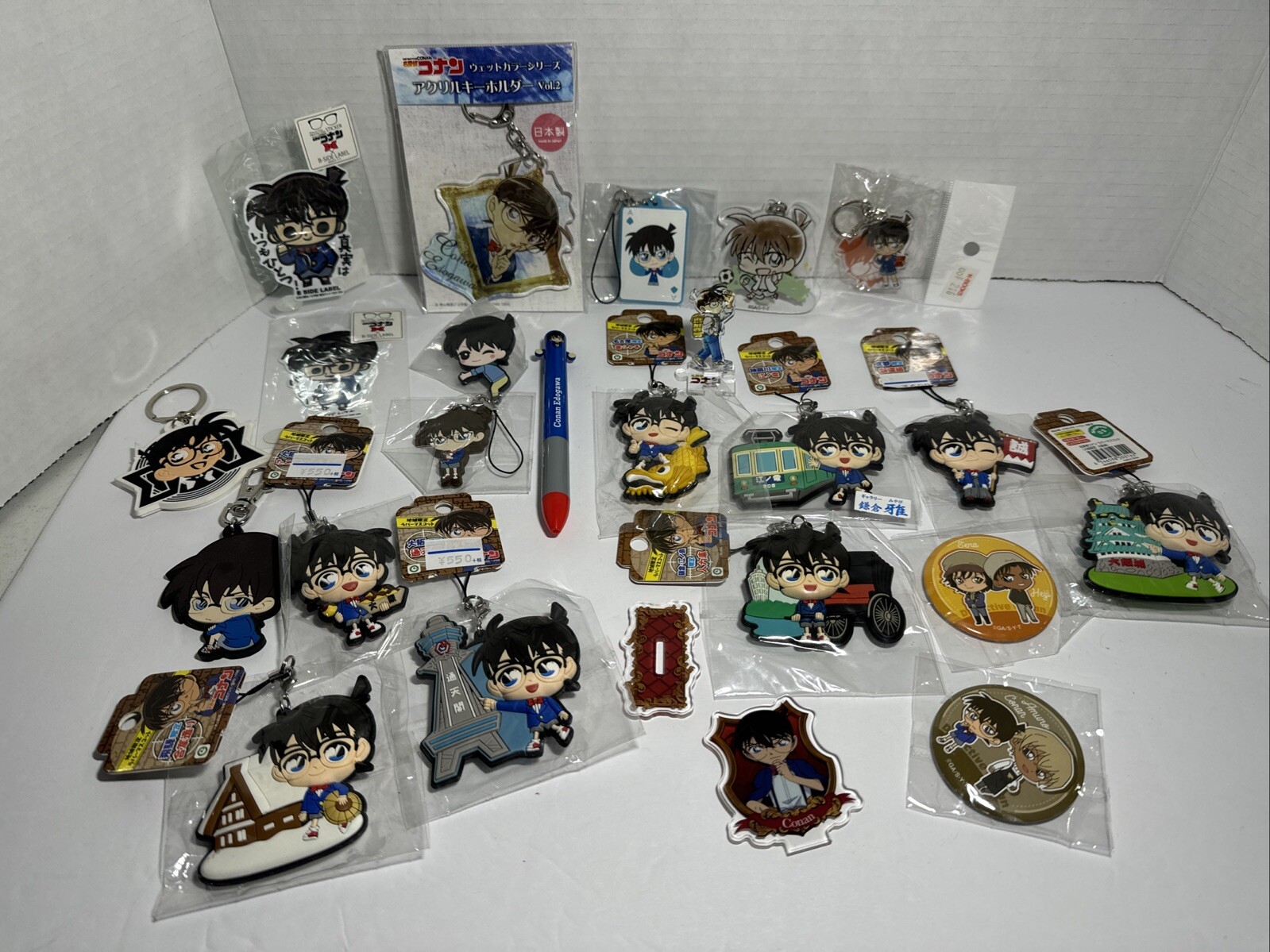 Sega Detective Conan Case Closed - Rare Collection W/ Keychains, Pins, Pen New