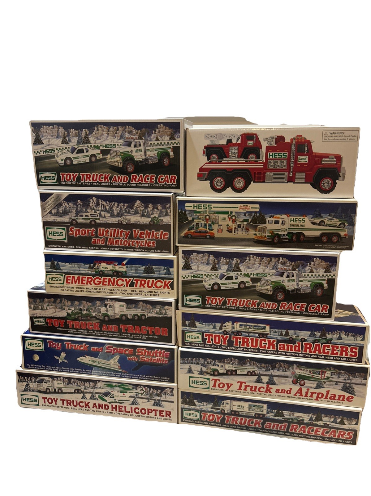 Hess Truck Lot Of 12, 1991/96/97/99/2002/03/04/06/11/11/13 & 15; All New In Box