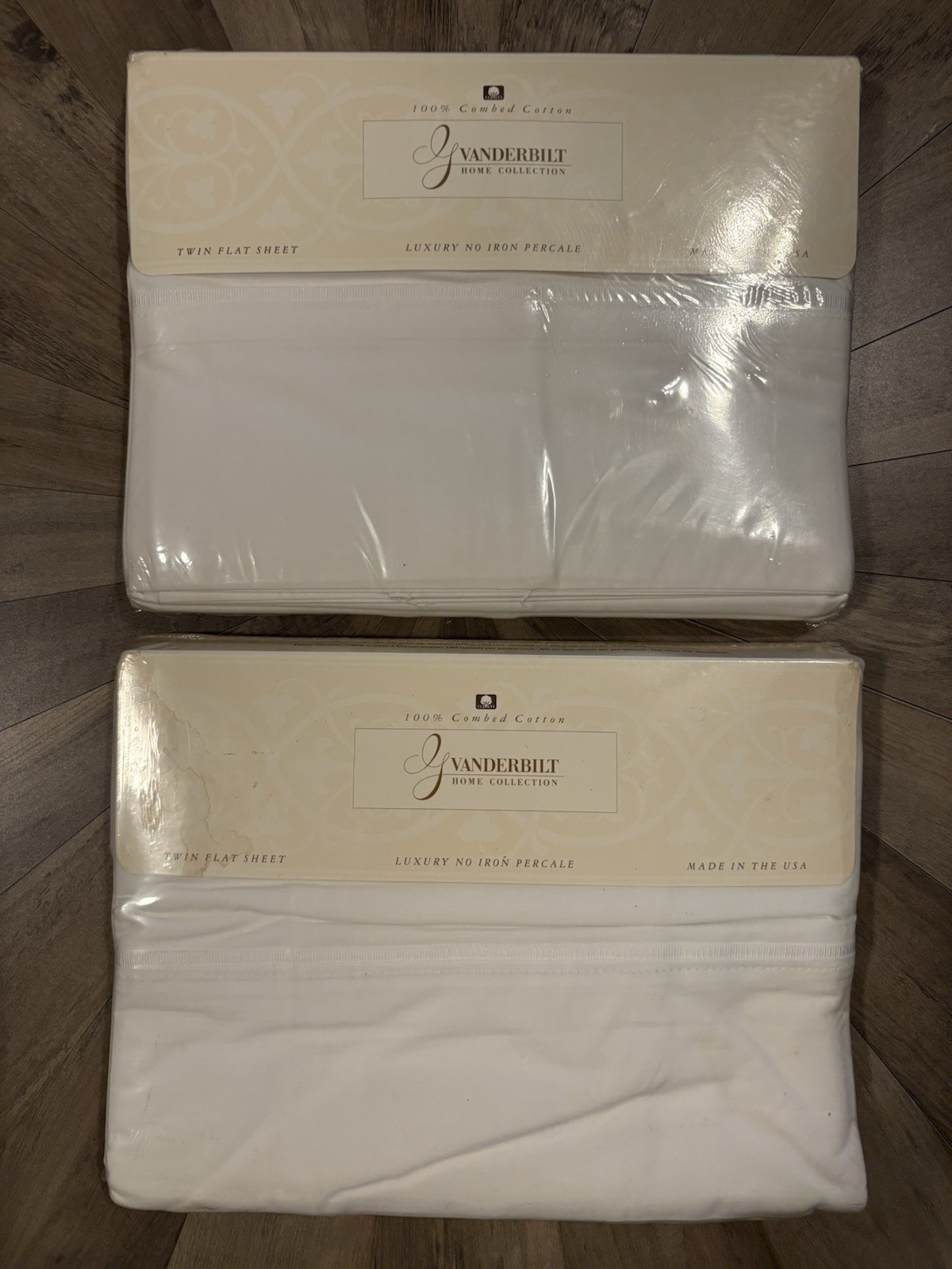 Vintage Gloria Vanderbilt Twin Flat Sheets Lot 2 100% Cotton Percale USA NOS