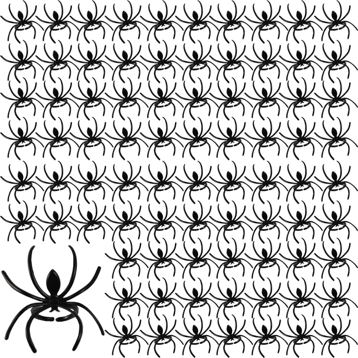 124PCS Spider Rings Halloween Rings Plastic Spider Cupcake Topper Bulk Costume A