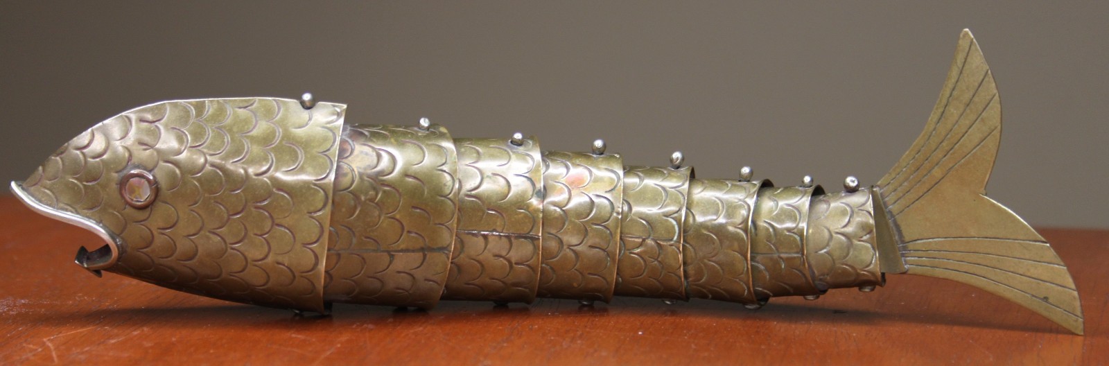 Vintage Articulated Brass Fish Figurine / Bottle Opener - 8.5\