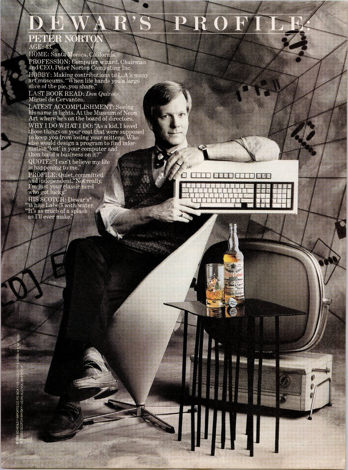 Dewar\'s Profile Peter Norton 1980s Vintage Magazine Ad Scotch Whiskey Computer