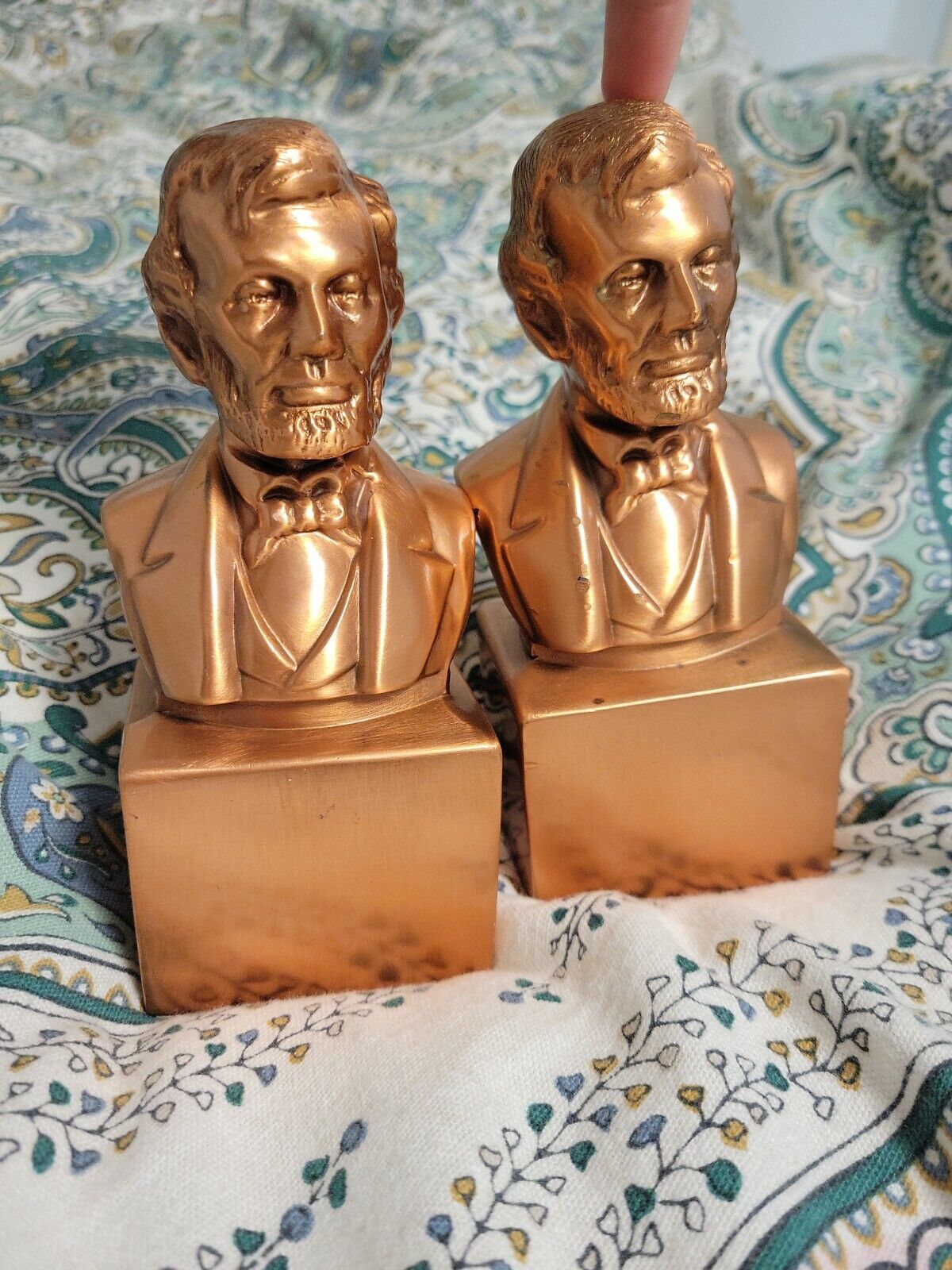 VINTAGE PM CRAFTSMAN METAL ABRAHAM LINCOLN BOOKENDS SET OF 2 VERY HEAVY 